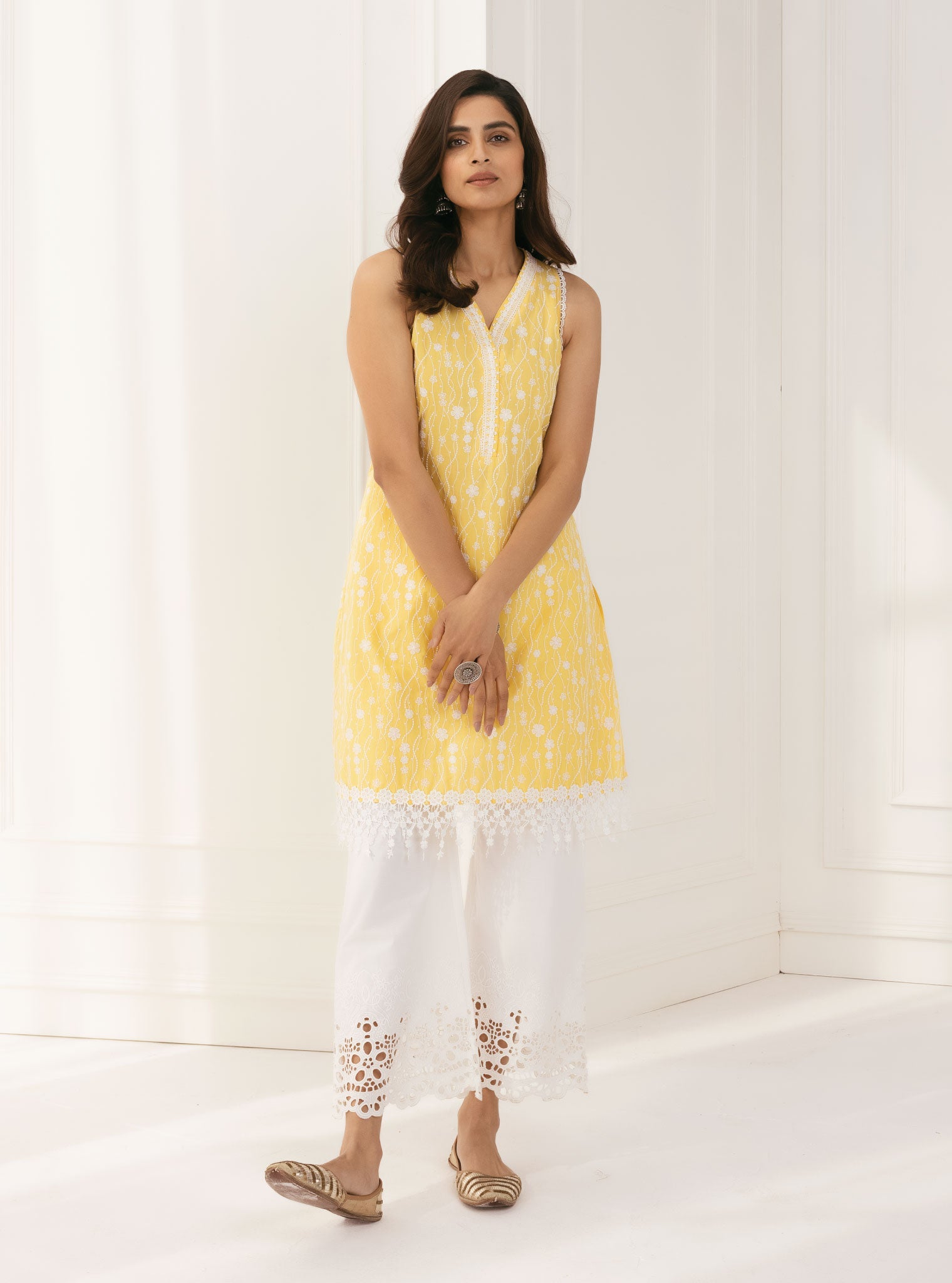 Mulmul Supima Cotton Seoni Yellow Kurta