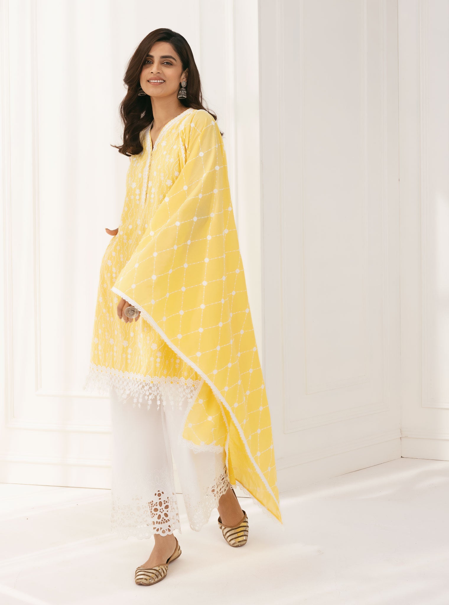 Mulmul Supima Cotton Seoni Yellow Kurta