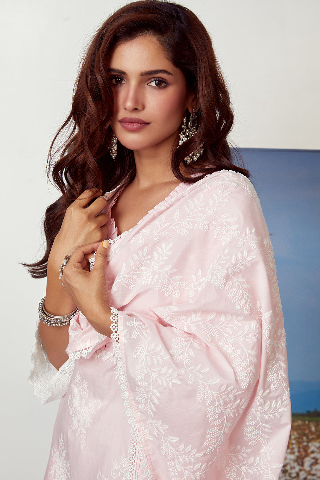 Mulmul Supima Cotton Silver Comet Pink Kurta