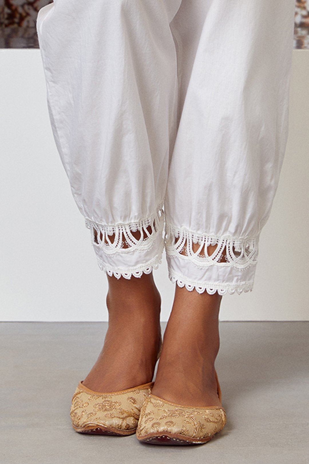 Mulmul Supima Cotton New Harem White Pyajama