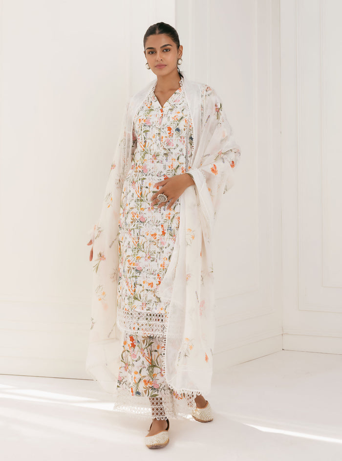 Mulmul Supima Cotton Stassie White Kurta