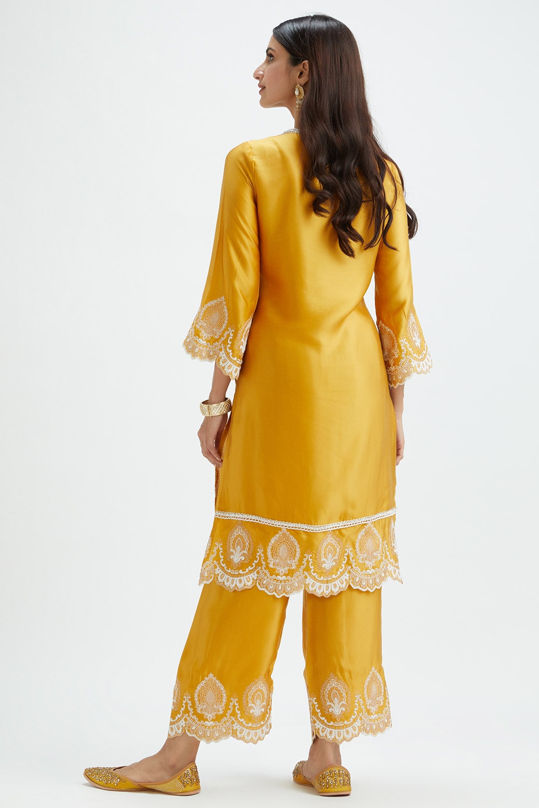 Sydney Cupro Silk Orange Kurta Set
