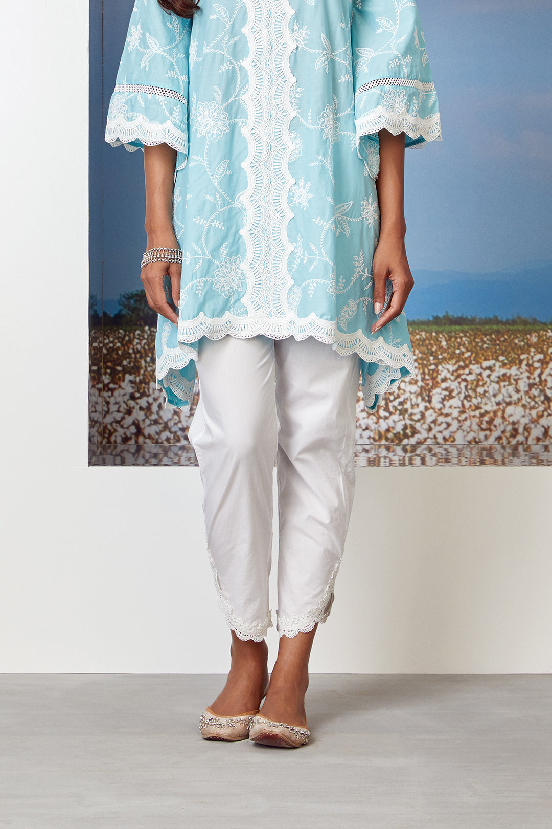 Mulmul Cotton Tiffany Turq Kurta