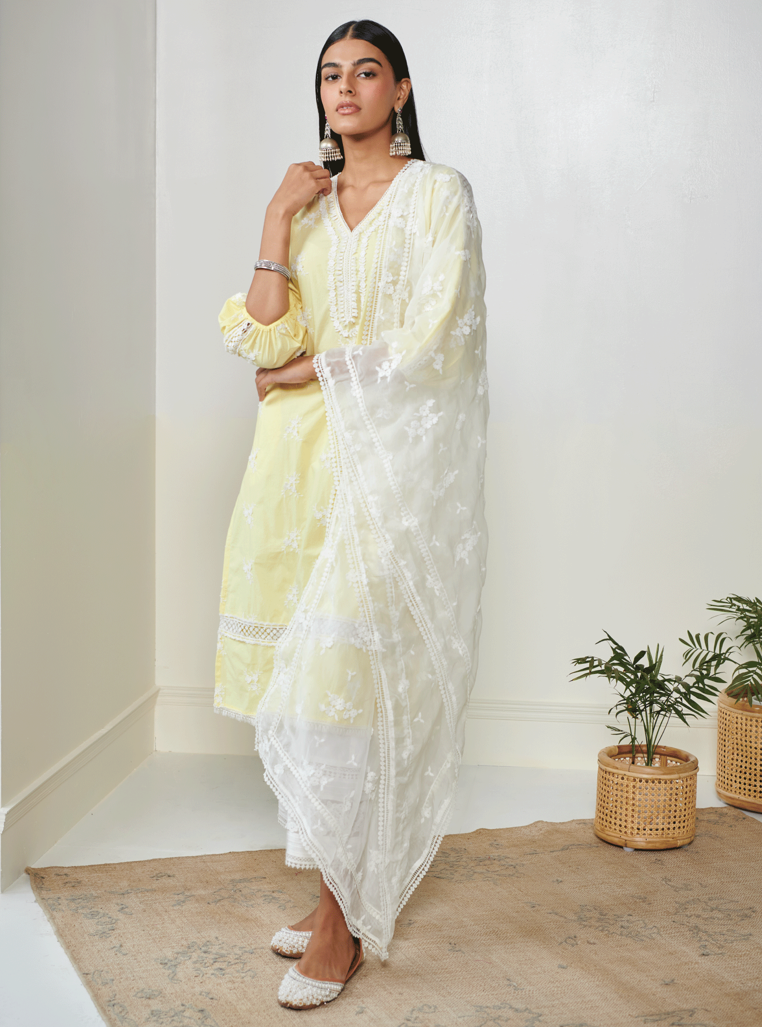 Mulmul Supima Cotton Shane Yellow Kurta