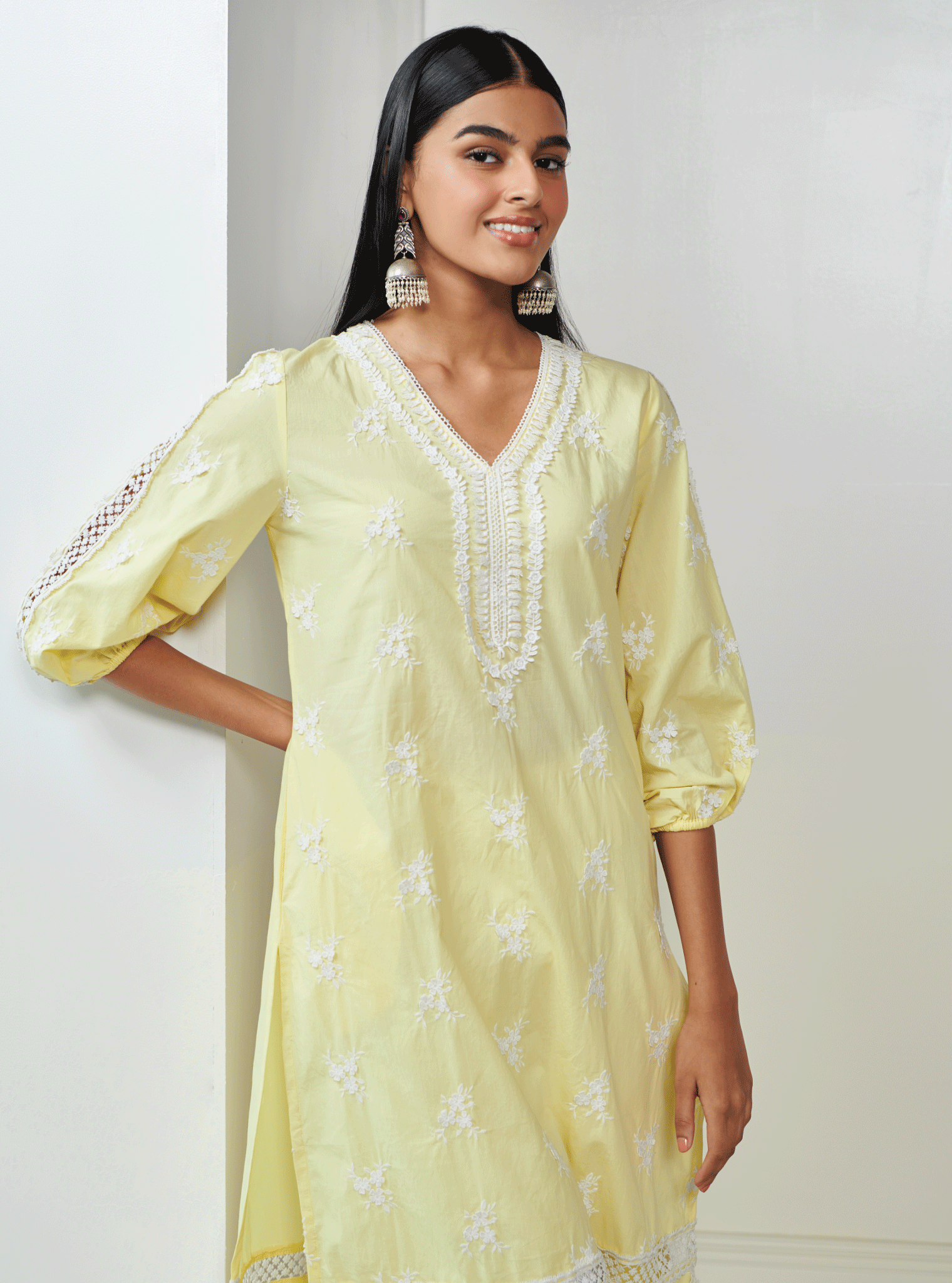 Mulmul Supima Cotton Shane Yellow Kurta