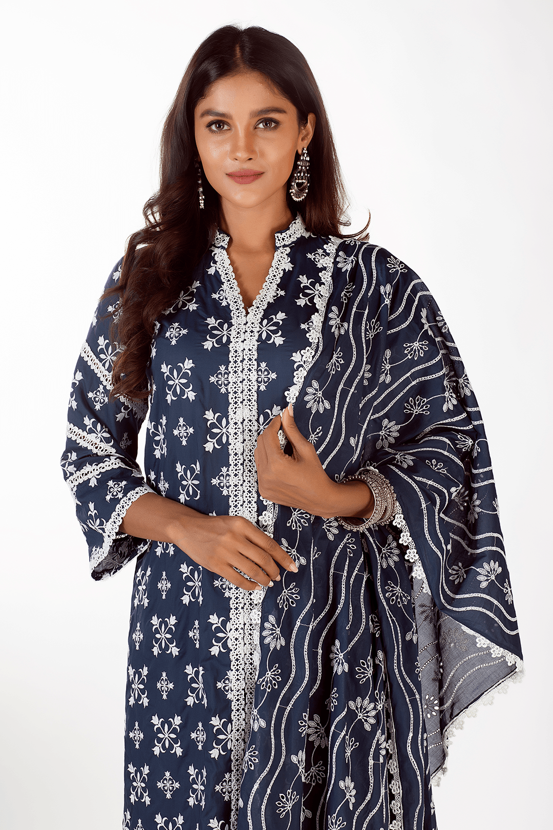 Mulmul Supima Cotton Vera Navy Kurta