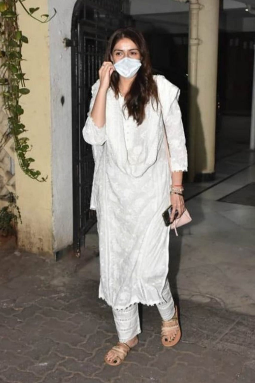 Mulmul Supima Cotton Rosetta Kurta White