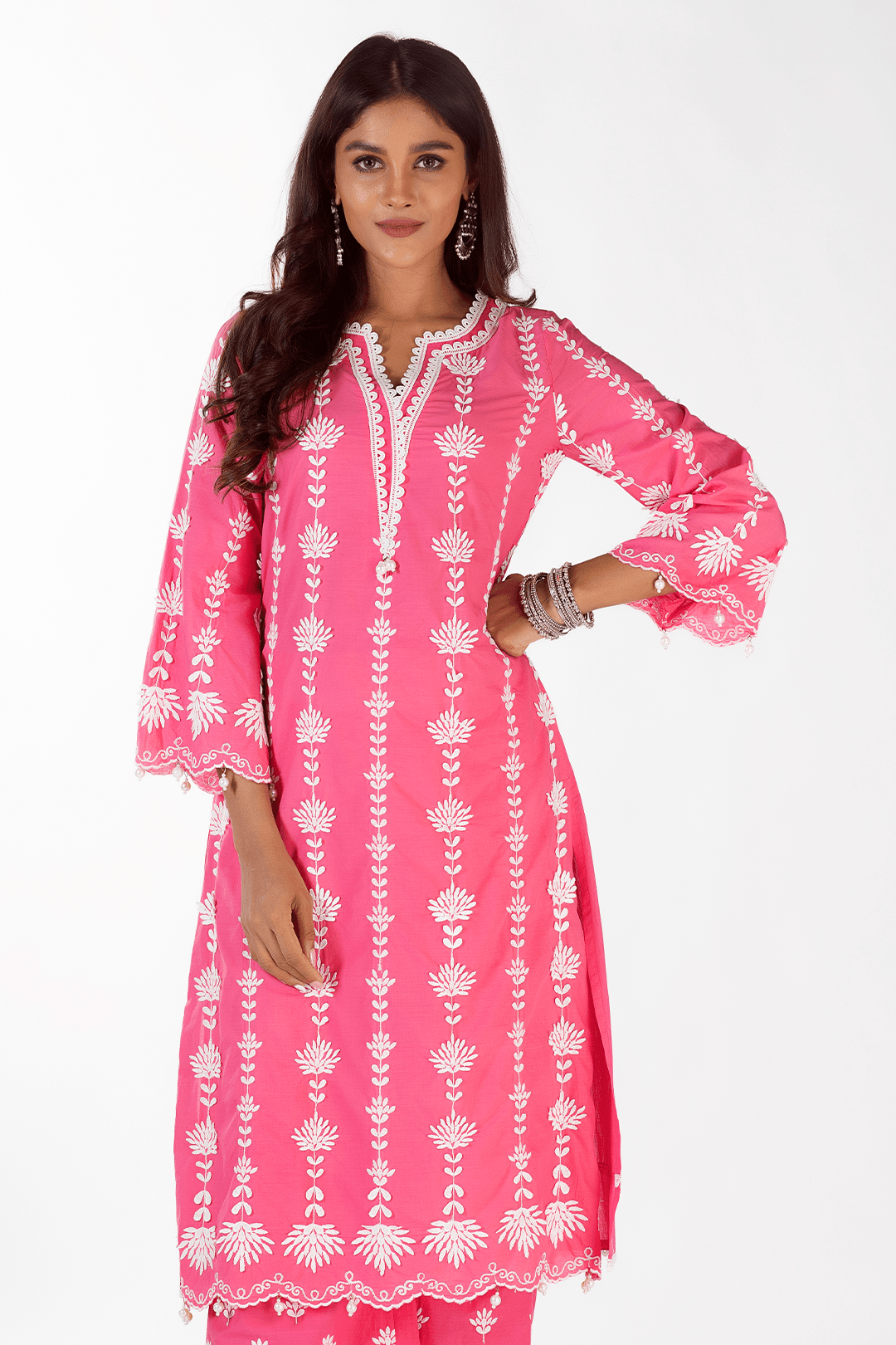 Mulmul Supima Cotton Zaira Fuchsia Kurta