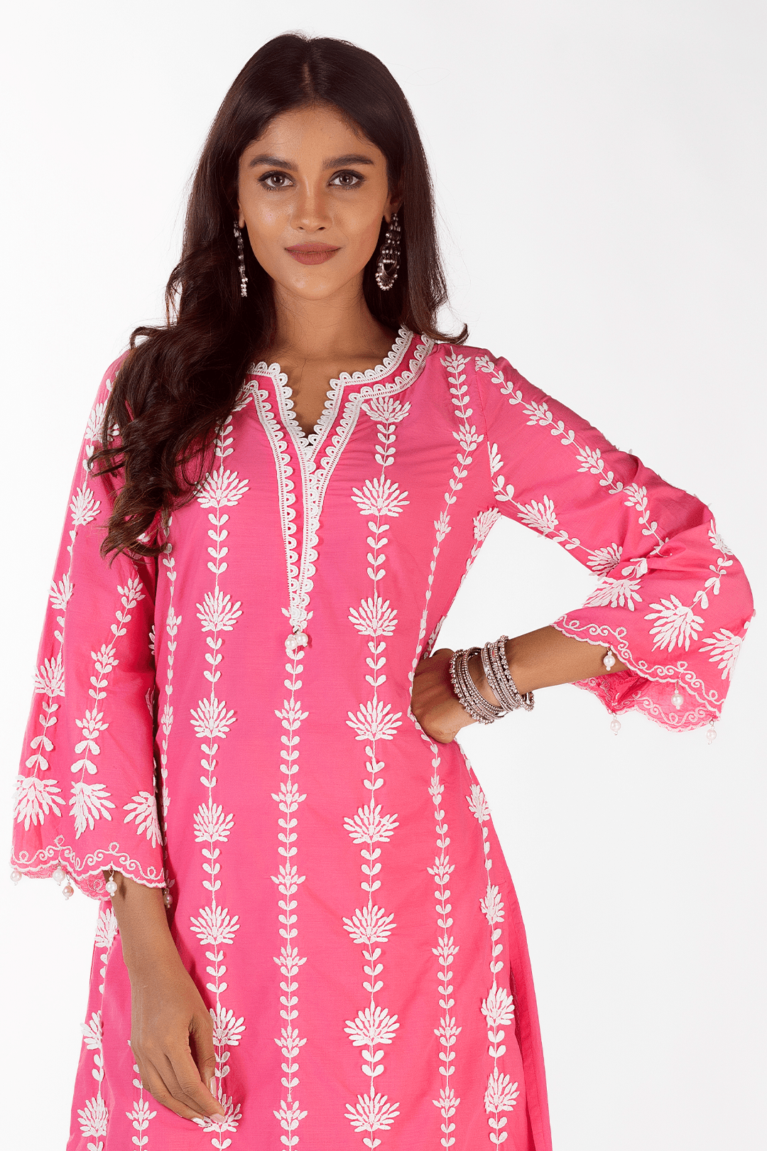 Mulmul Supima Cotton Zaira Fuchsia Kurta