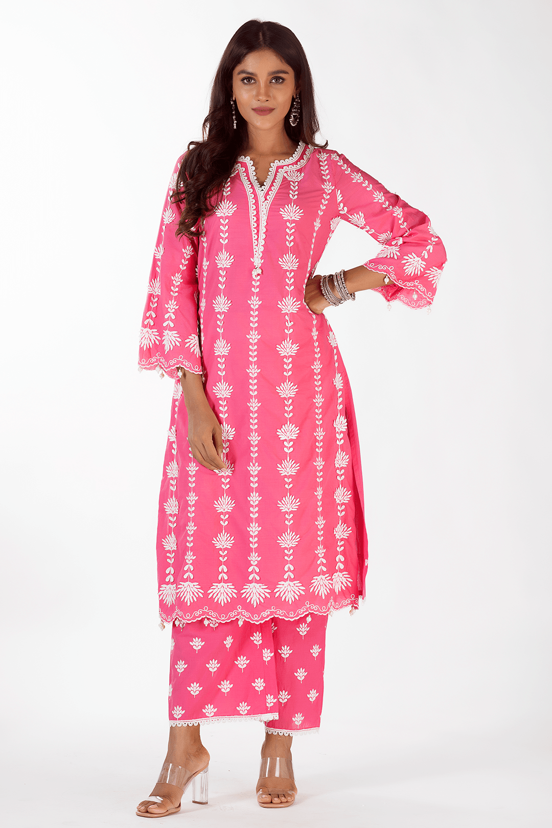 Mulmul Supima Cotton Zaira Fuchsia Kurta