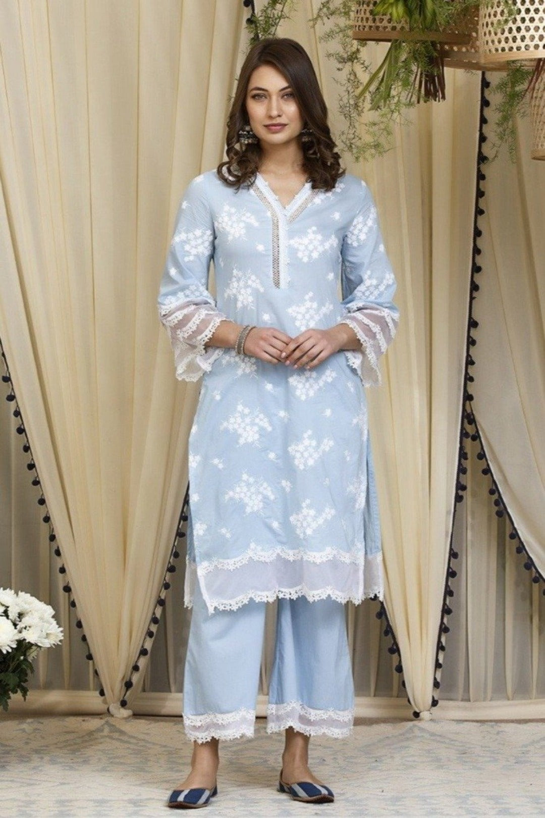 Mulmul Cotton Lola Kurta With Lola Palazzo