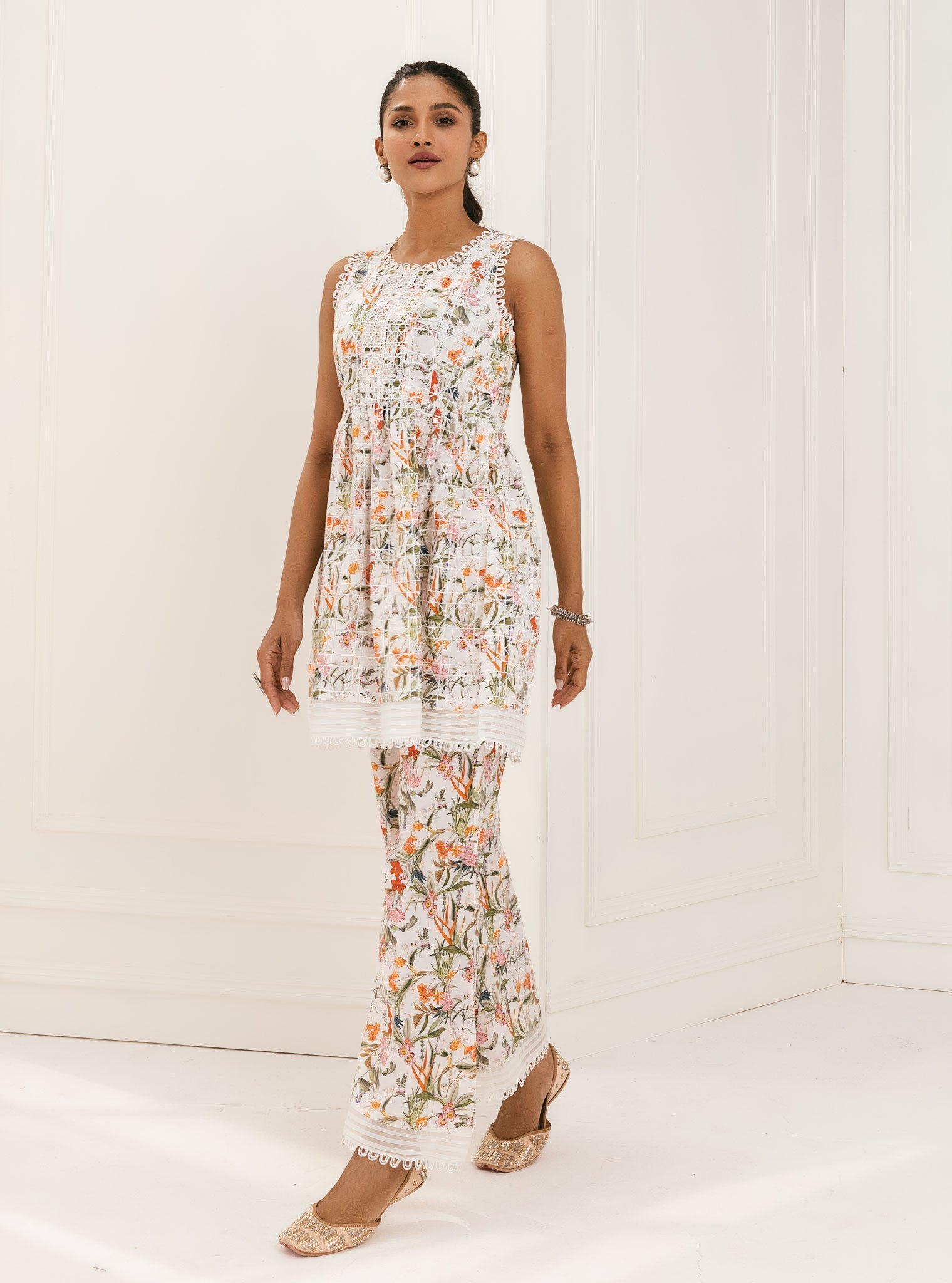 Elora Supima Cotton White Kurta Set