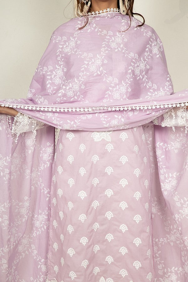 Diamond Embroidered Lilac Dupatta Lilac