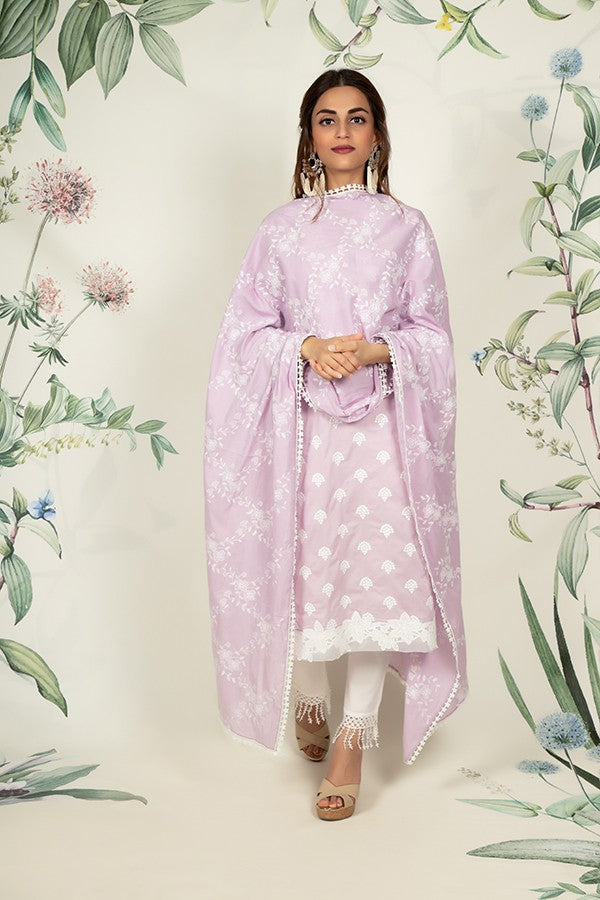 Diamond Embroidered Lilac Dupatta Lilac