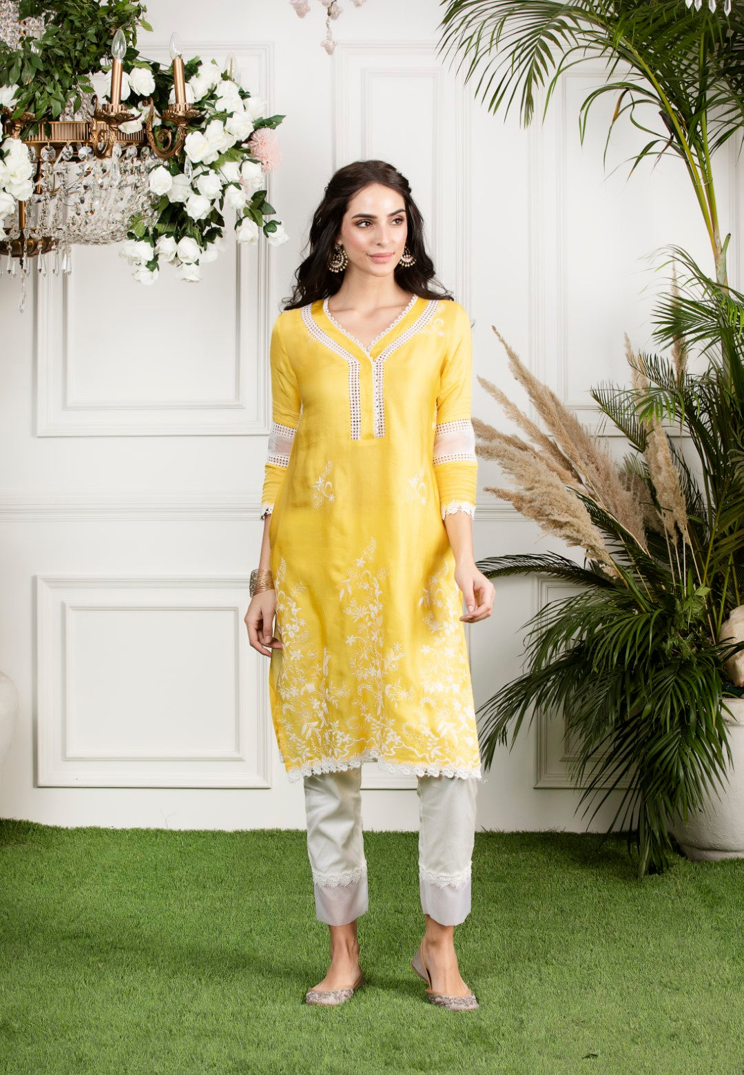 Morning Glory Organza Slim Kurta Set