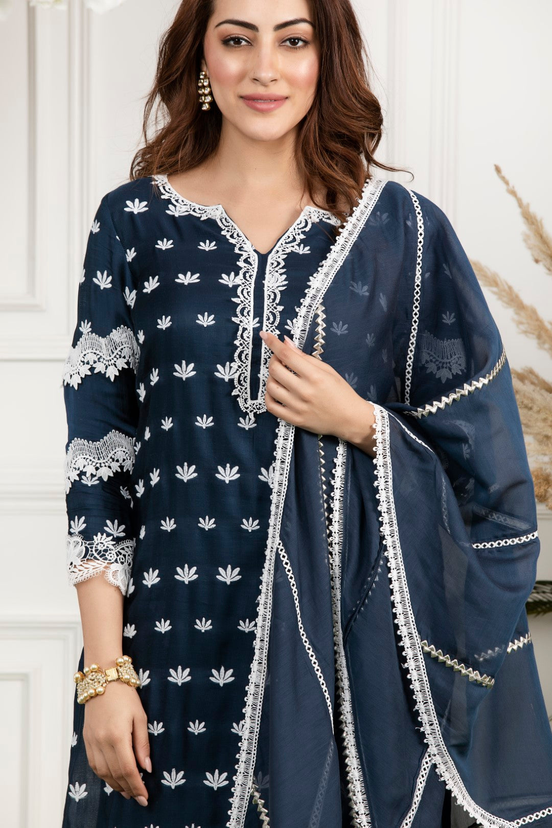 Water Lilly Front Pleated Kurta Set
