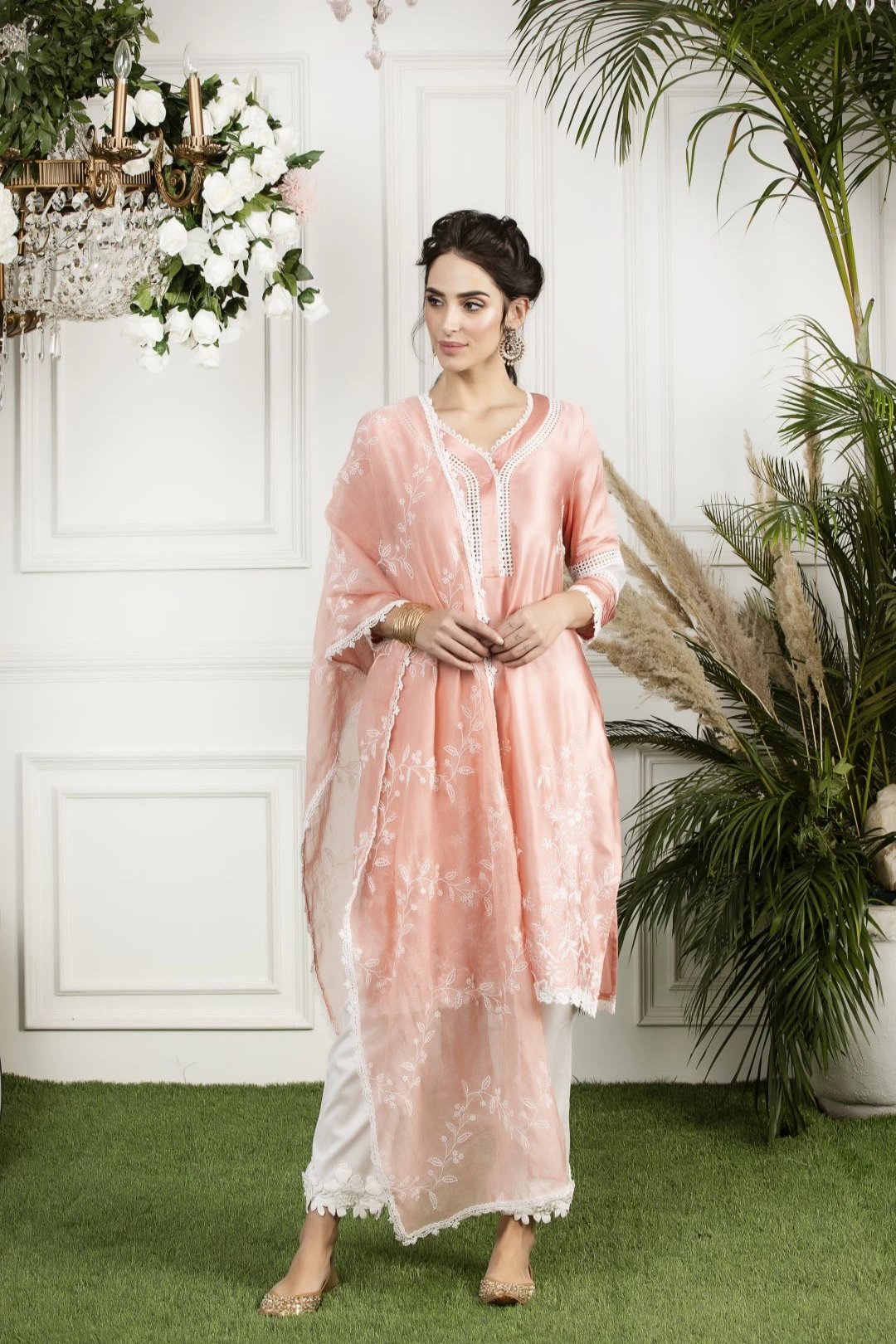 Embroidered Bel Chanderi Dupatta