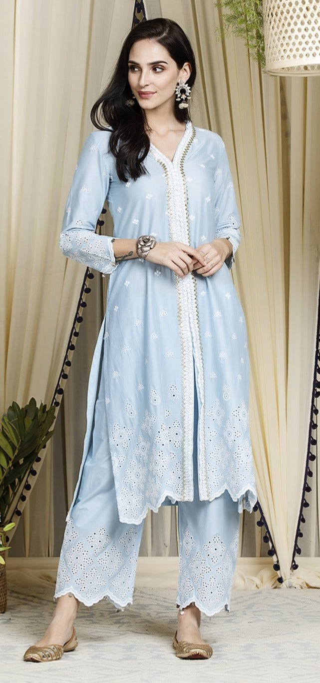 Mulmul Cotton Ophelia kurta With Ophelia Palazzo