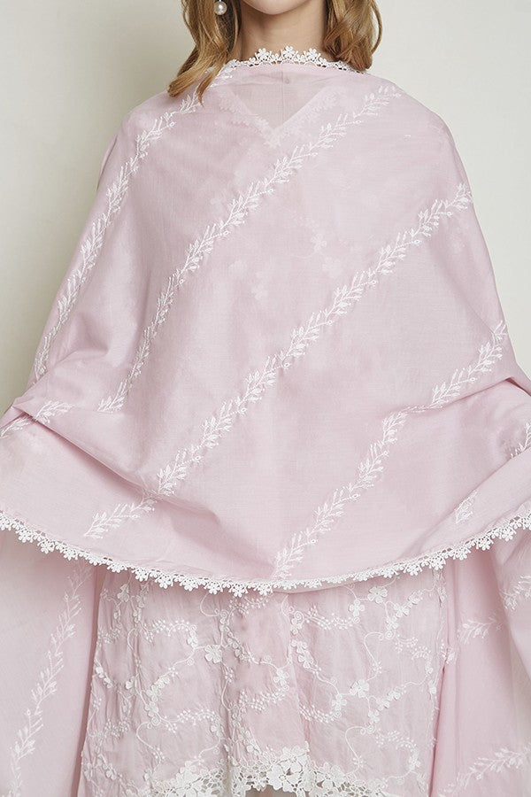 DAIGONAL EMBROIDERED CHUNNI (PINK)