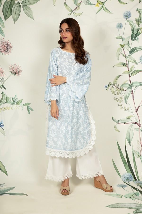 Rosebud Kurta Light Blue and Tassel pyajama