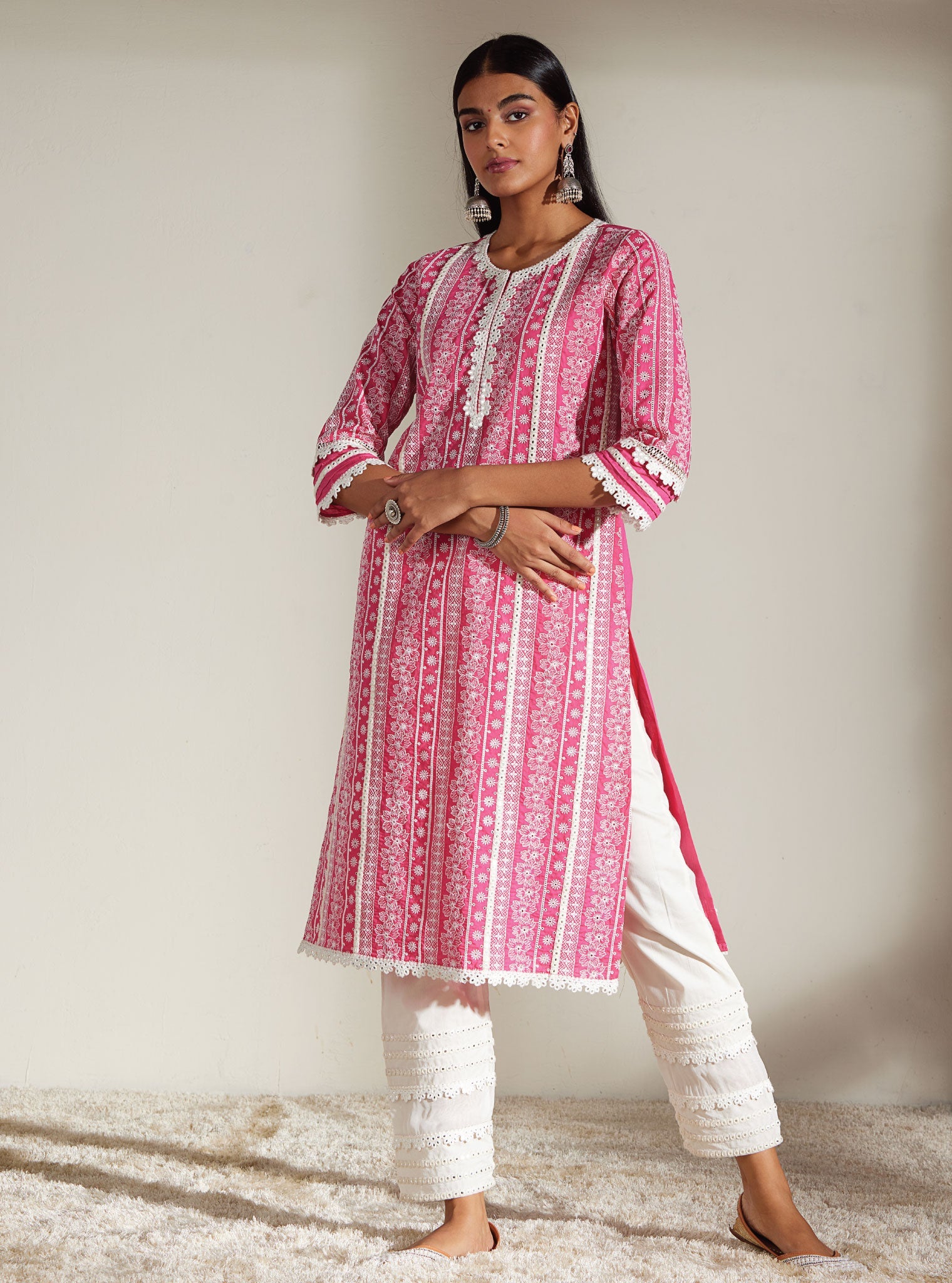 Mulmul Supima Cotton Patricia Pink Kurta