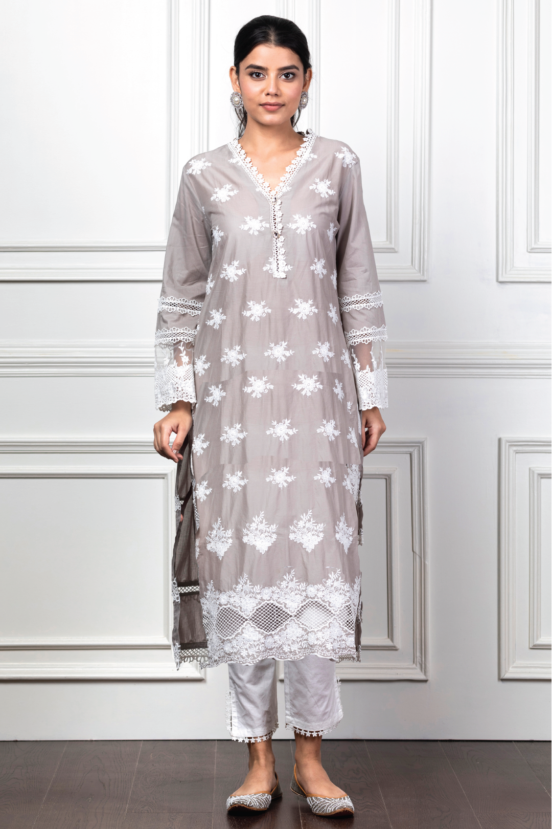 Petunia Supima Cotton Grey Kurta Set