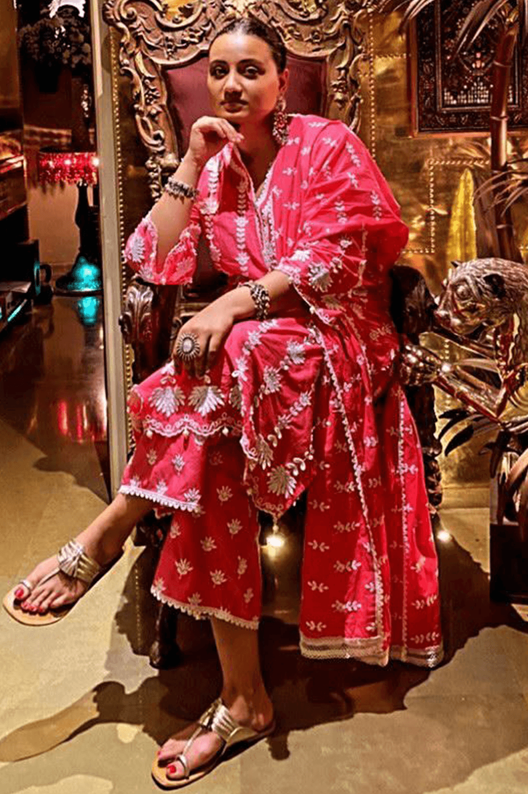 Mulmul Supima Cotton Zaira Fuchsia Kurta