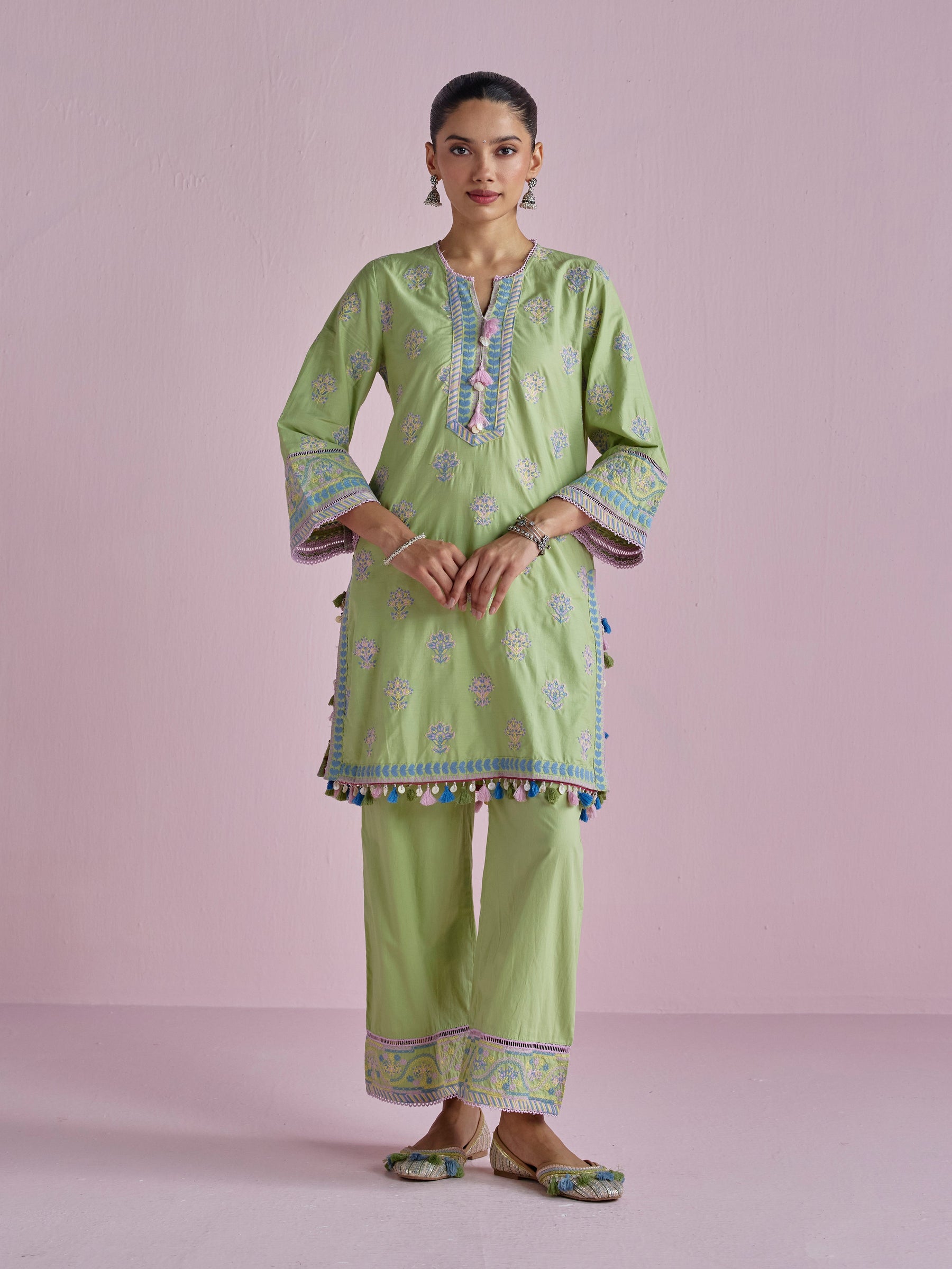 Amoli Supima Cotton Green Kurta Set