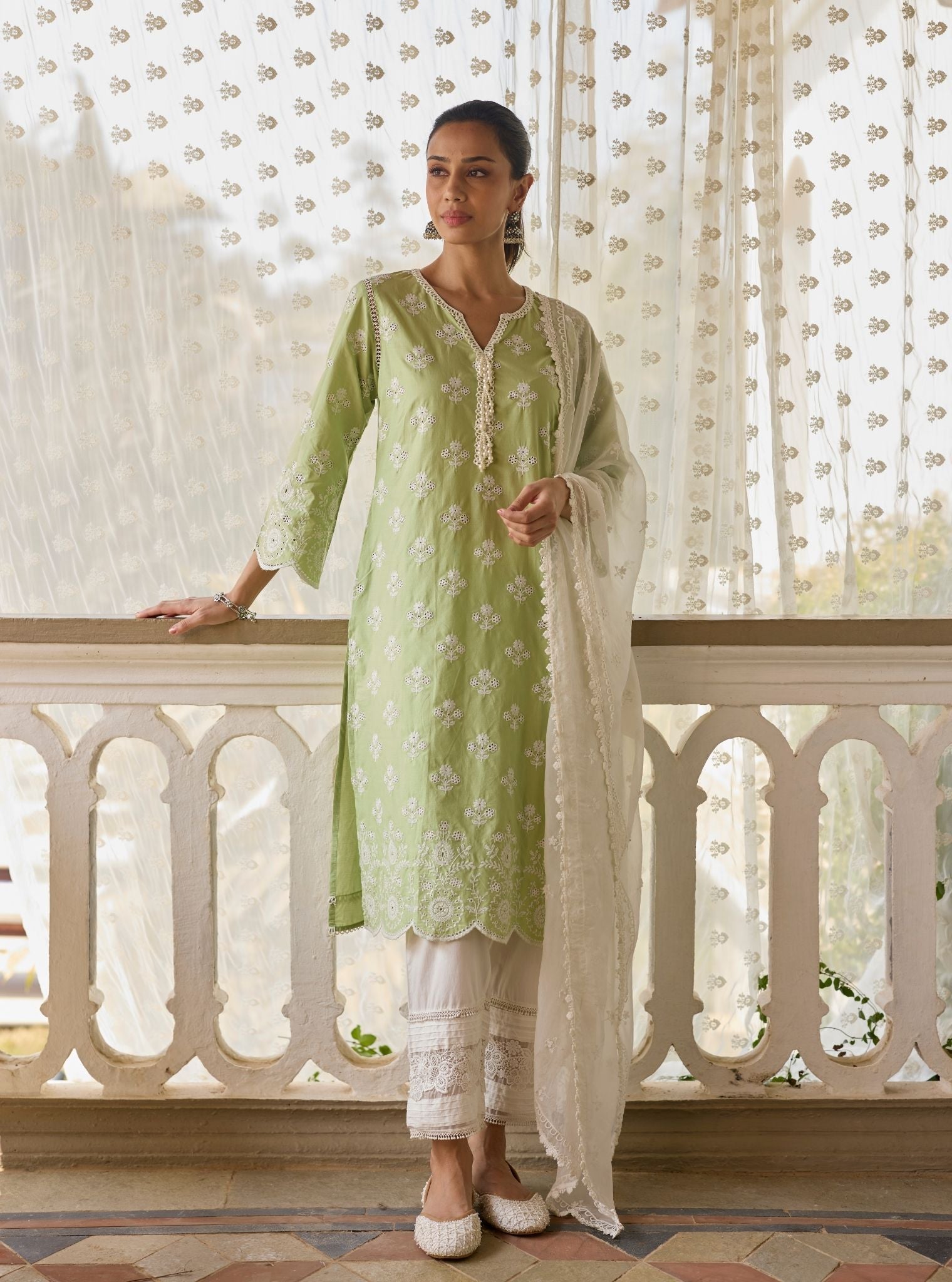 Arpora Supima Cotton Green Kurta Set