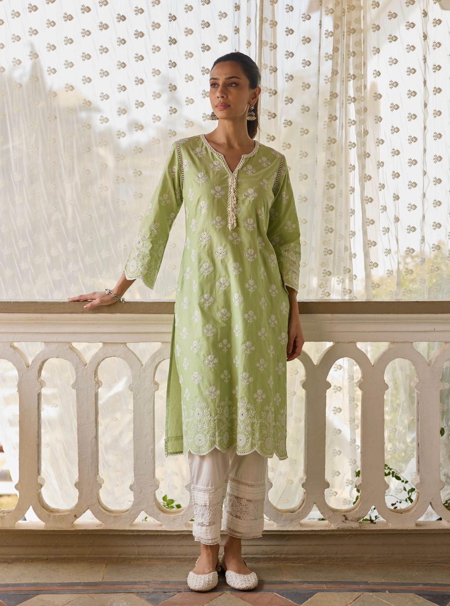Arpora Supima Cotton Green Kurta Set