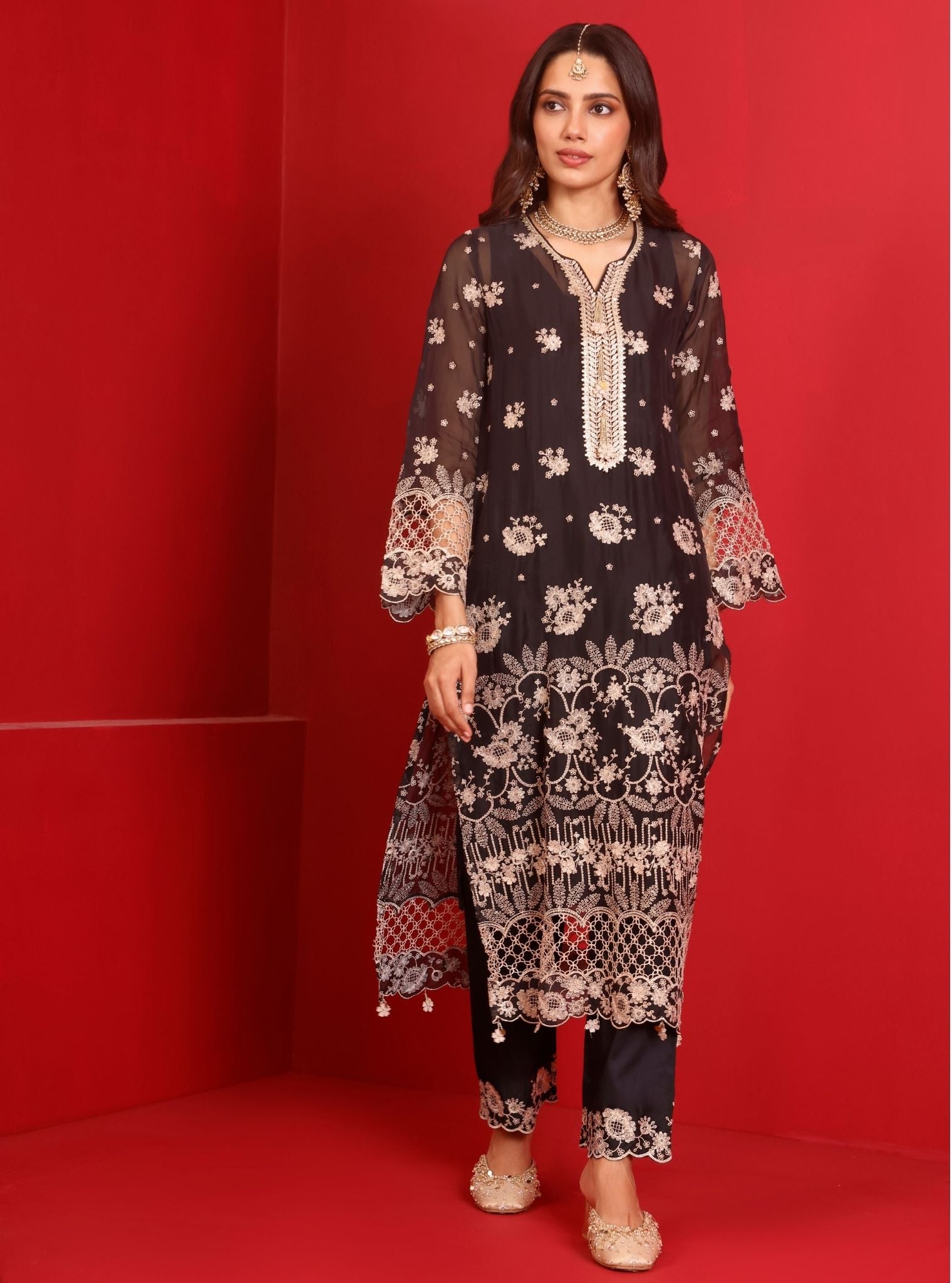 Ina Organza Black Kurta Set