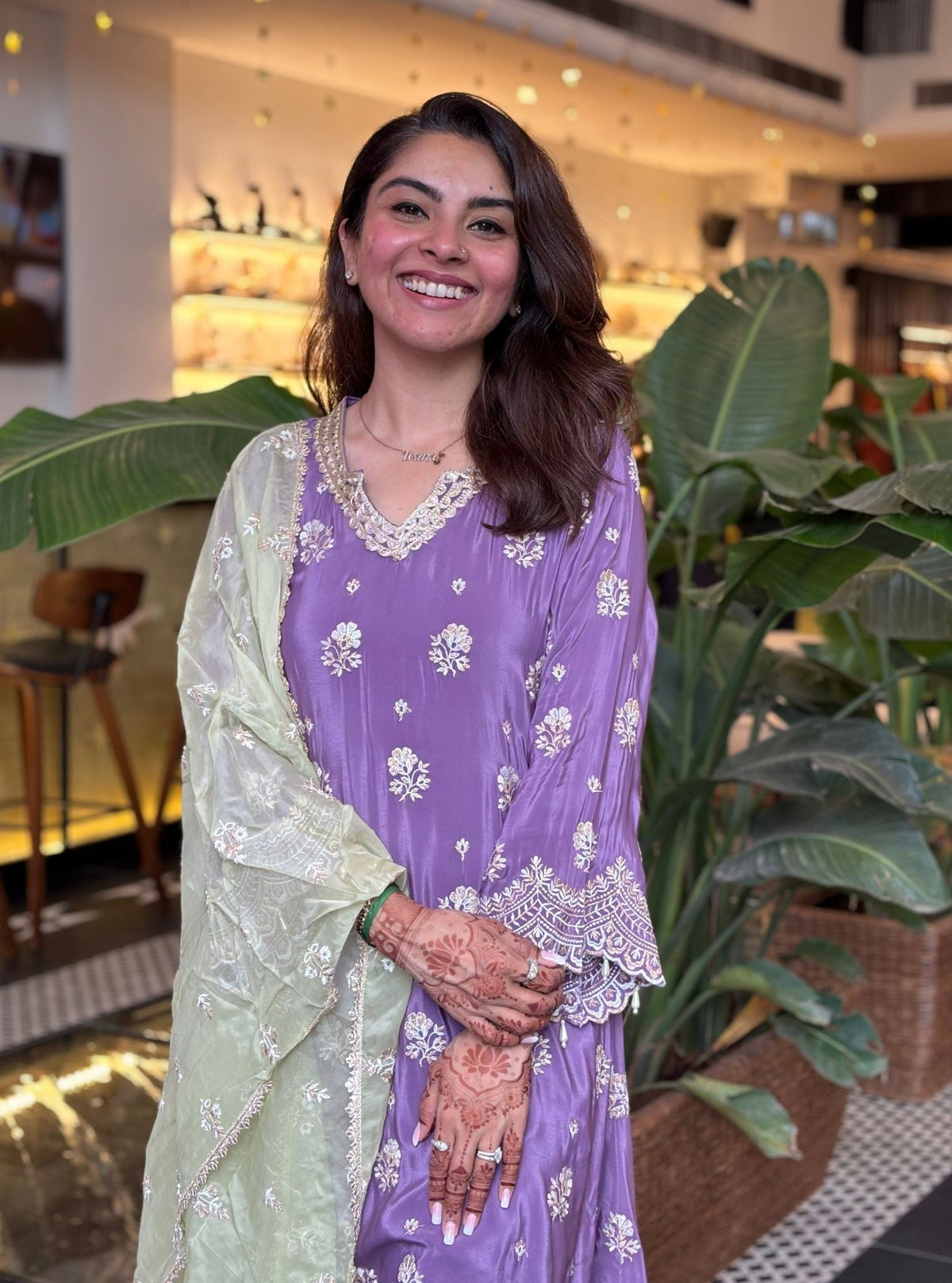 Mehar Crepe Violet Kurta Set