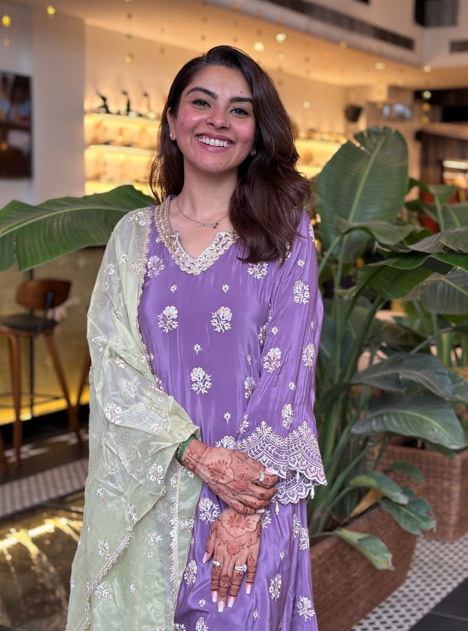 Mehar Crepe Violet Kurta Set