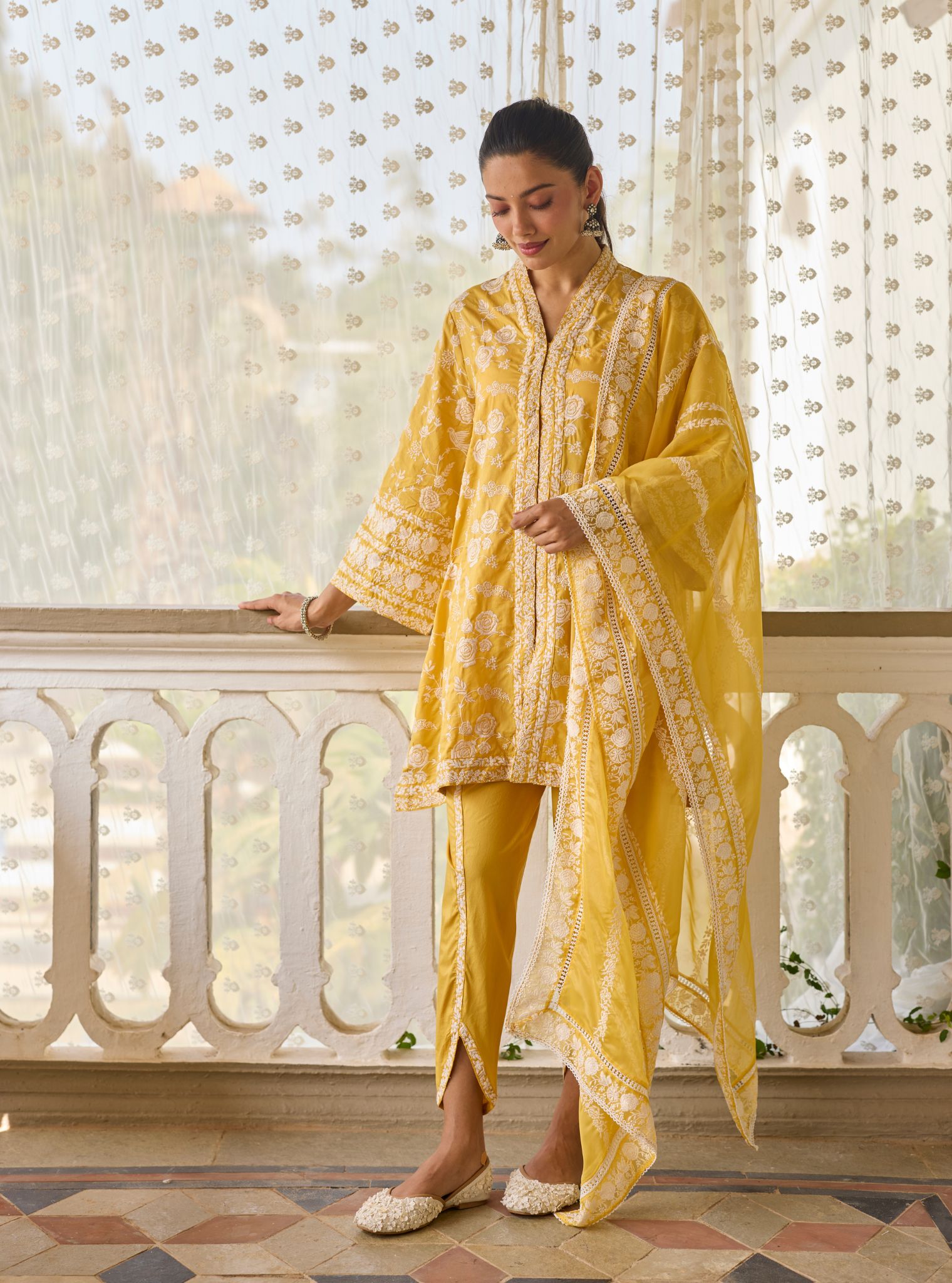 Abhiri Supima Cotton Yellow Kurta Set
