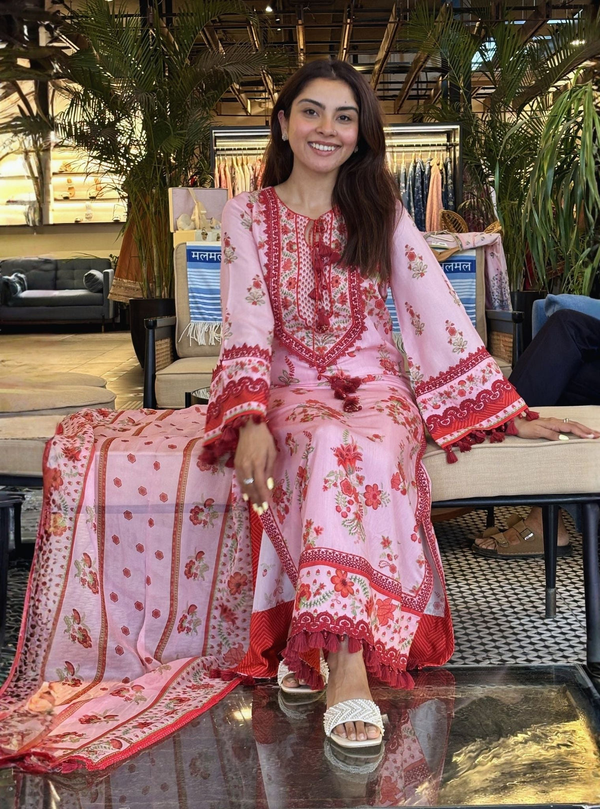 Suvi Lawn Printed Pink Kurta Set