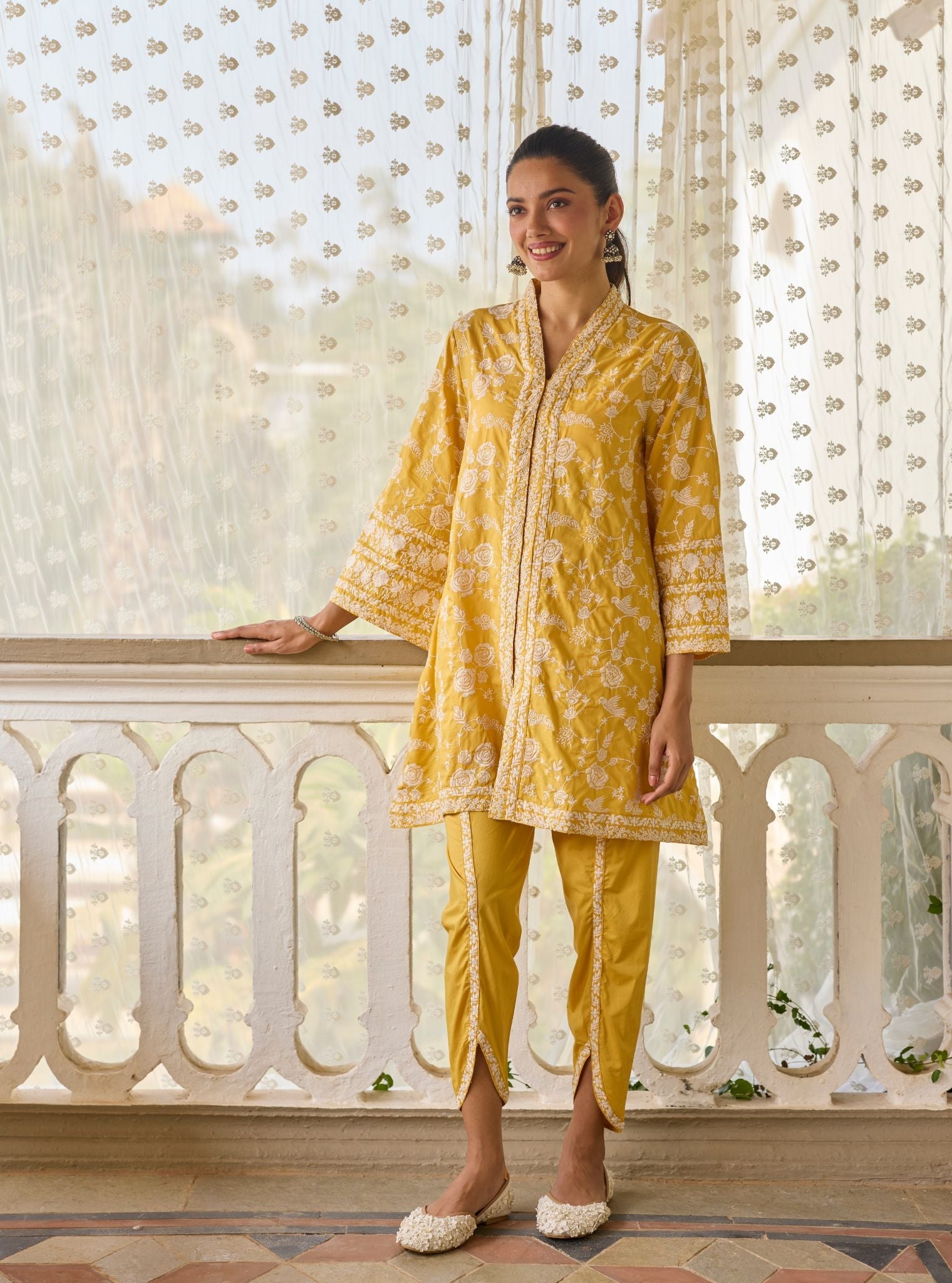 Abhiri Supima Cotton Yellow Kurta Set