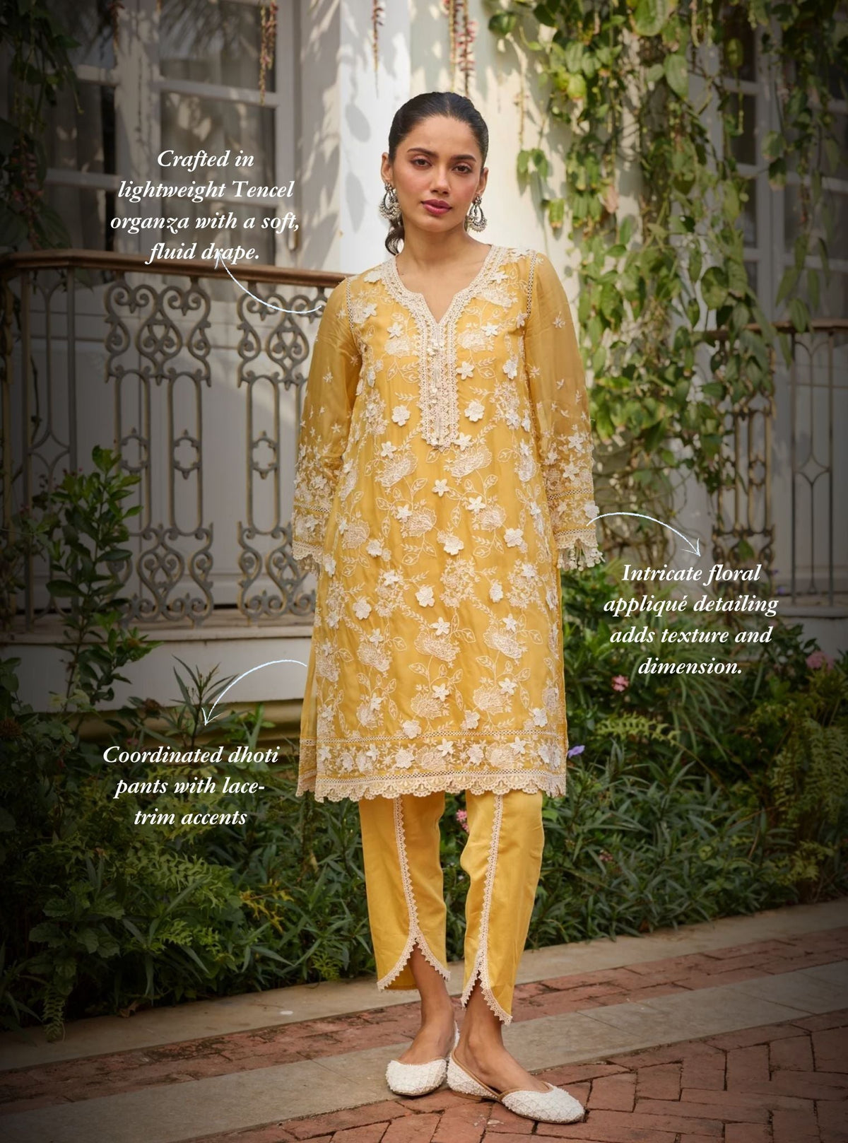 Vino Organza Yellow Kurta Set
