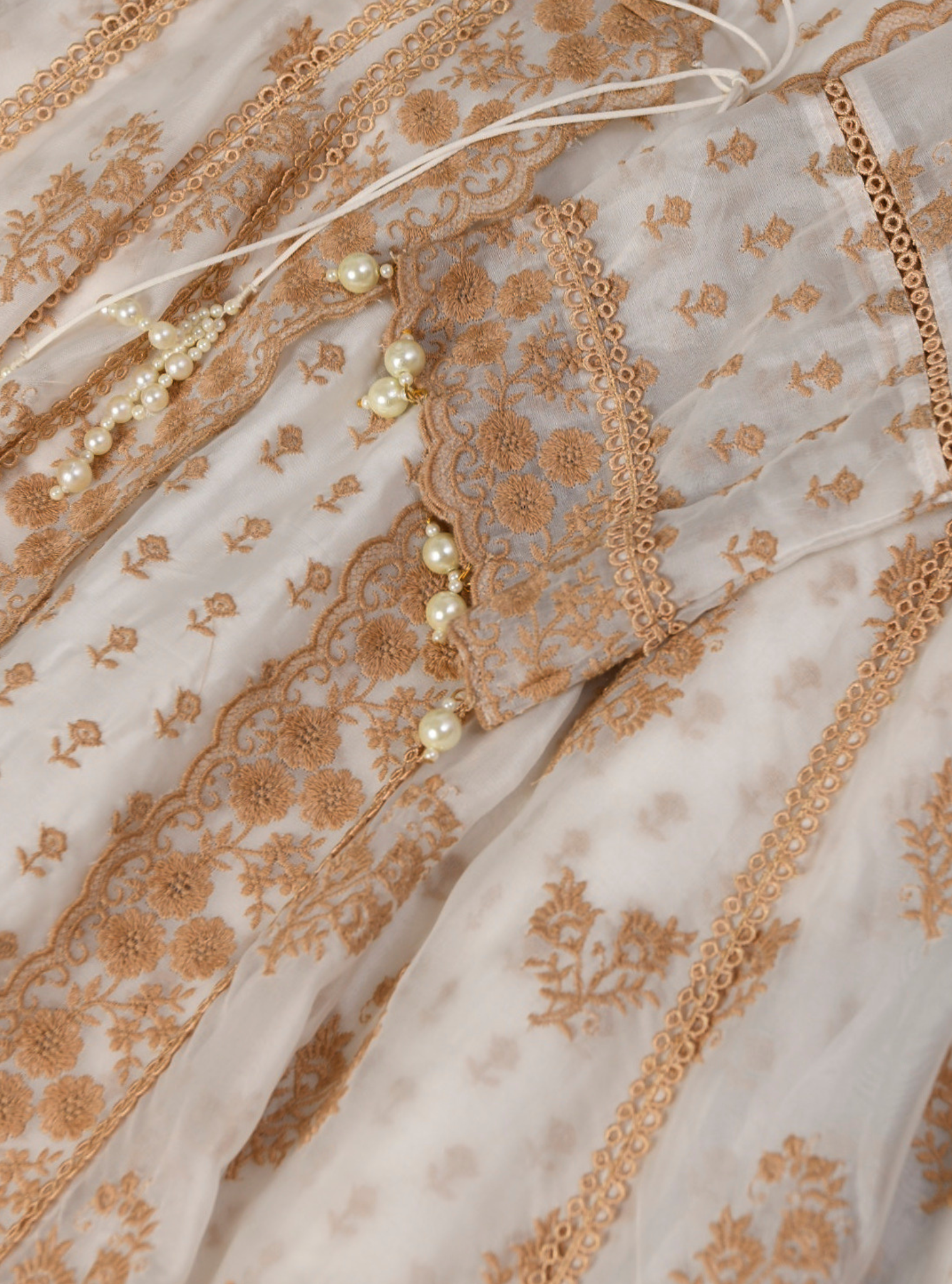 Mulmul Organza Aberdeen Anarkali Kurta with Organza Jacket