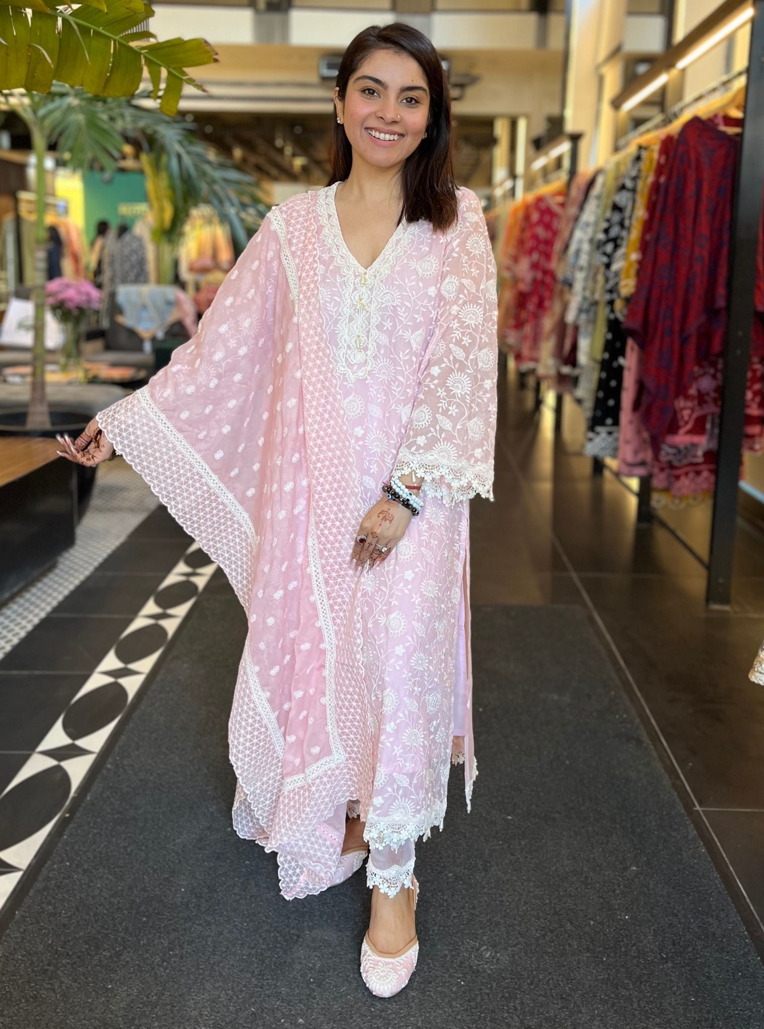Hillary Organza Pink Kurta Set