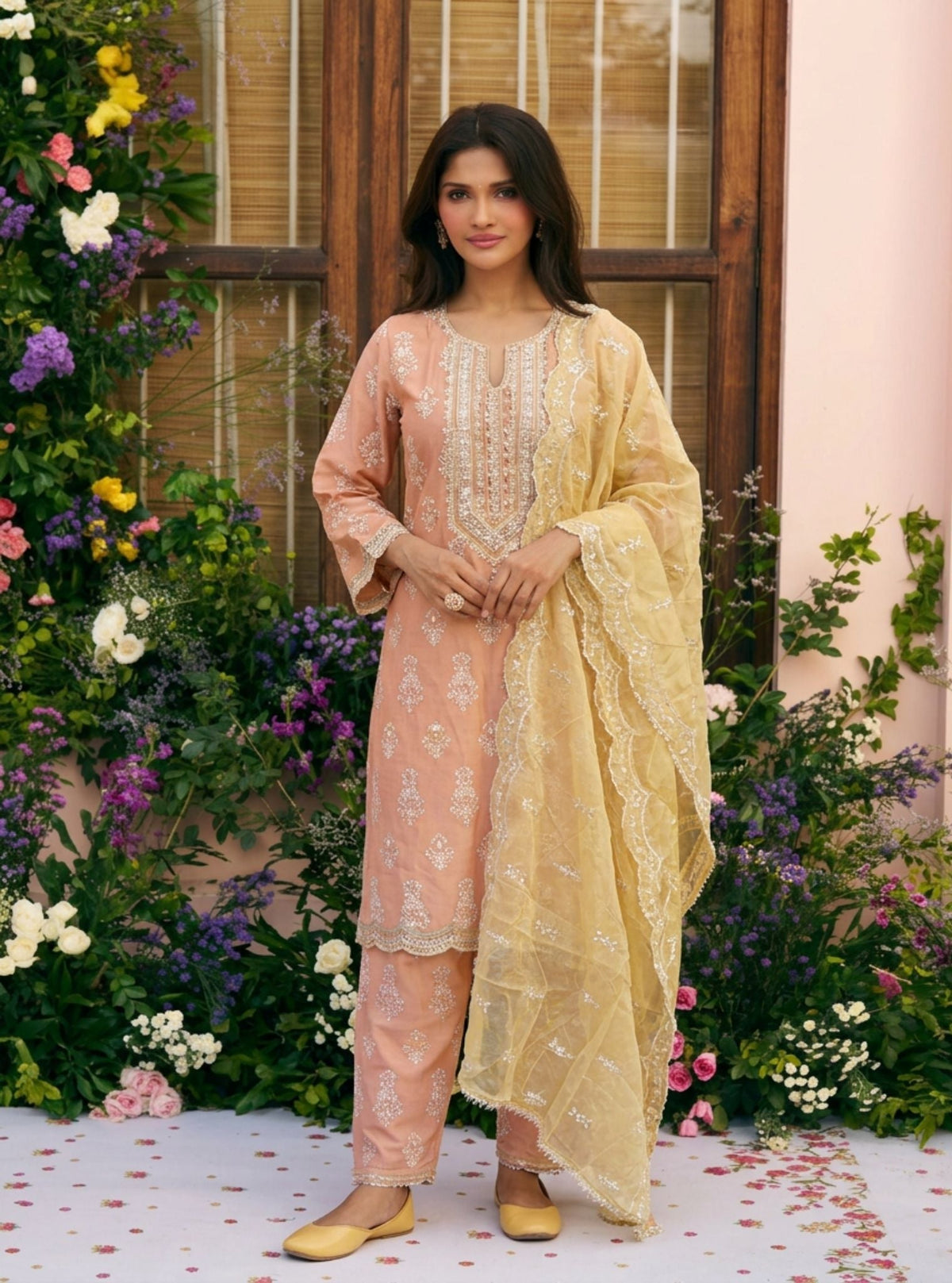 Intira Supima Cotton Peach Kurta Set