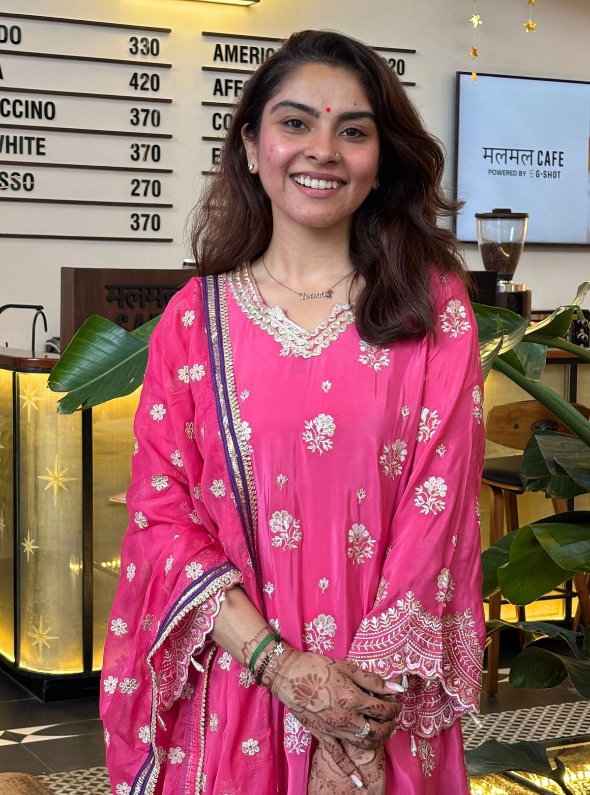 Mehar Crepe Fuschia Kurta Set
