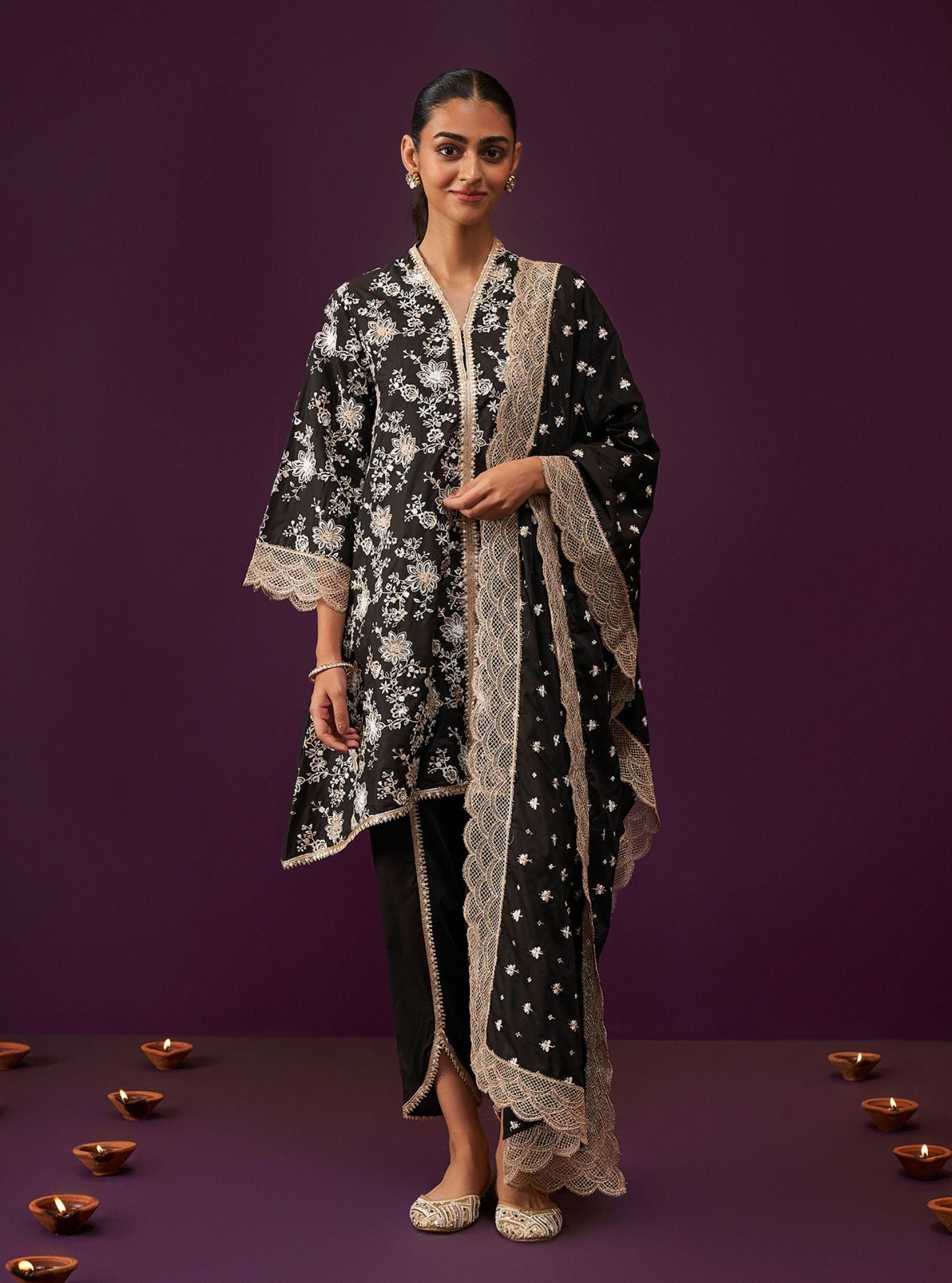 Komen Supima Cotton Black Kurta Set