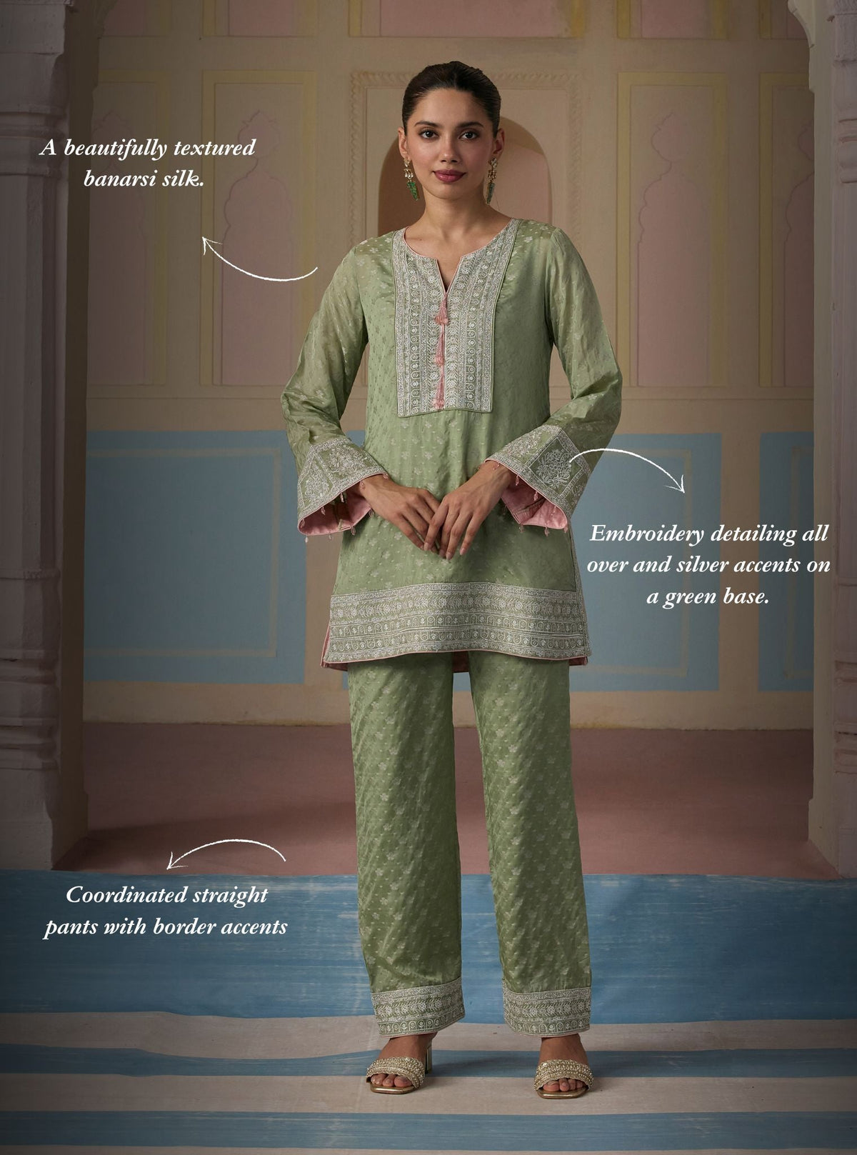Elara Banarasi Green Co-ord Set