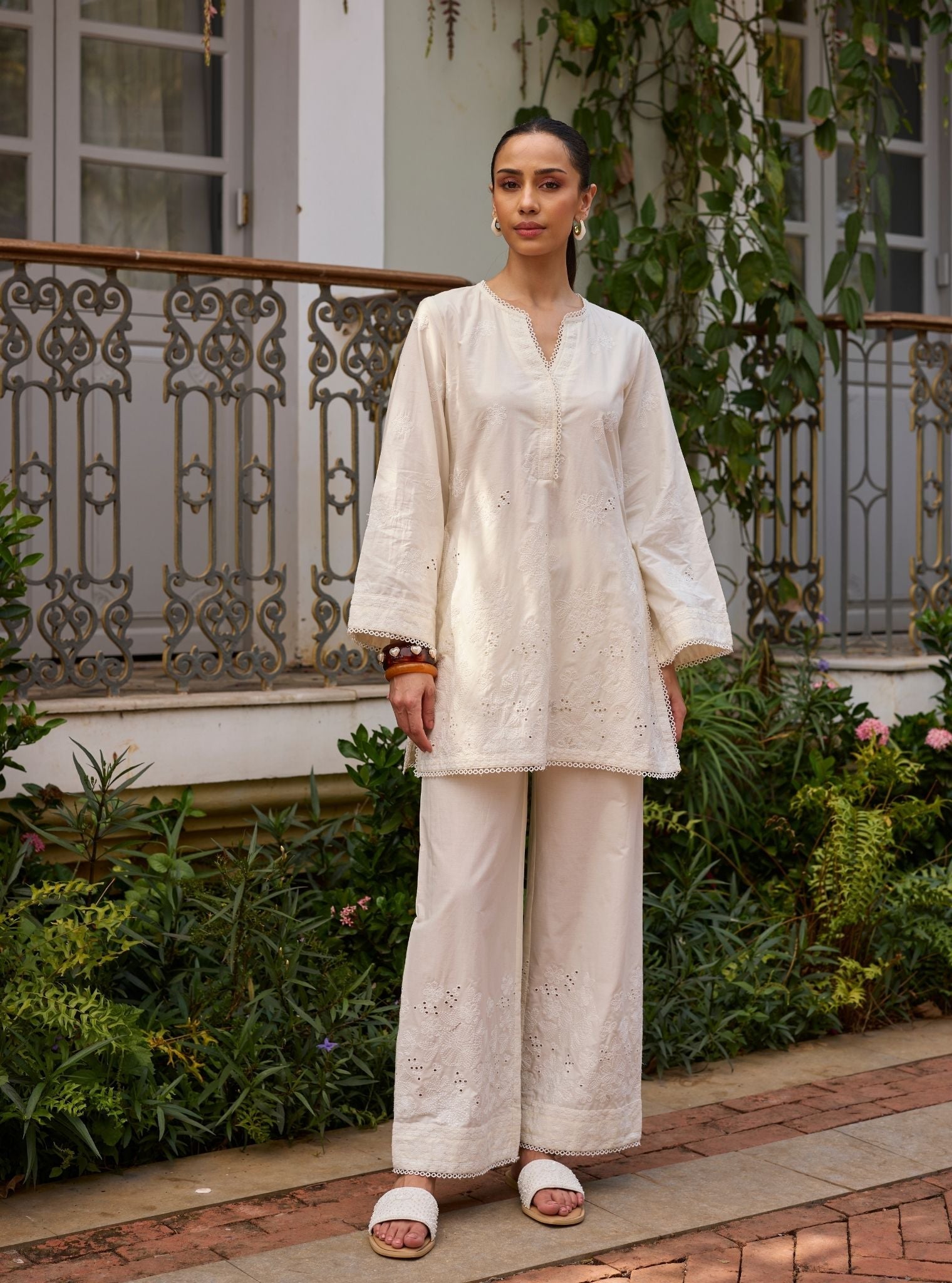 Kalani Supima Cotton Off White Top Set