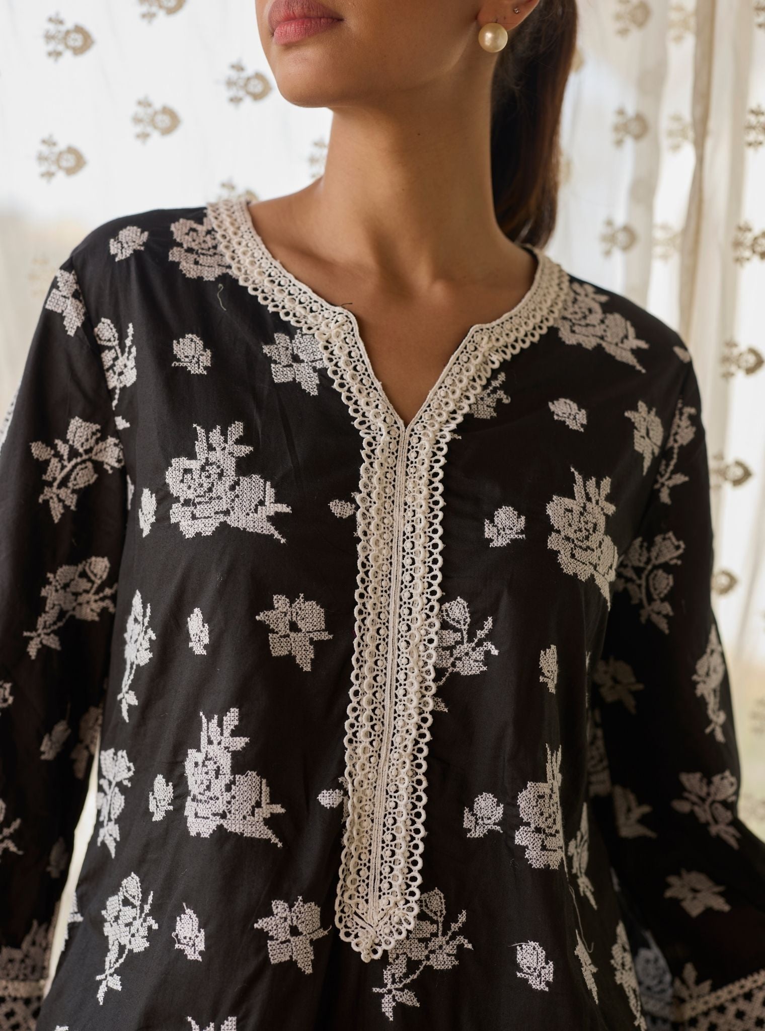 Aarshika Supima Cotton Black Kurta Set