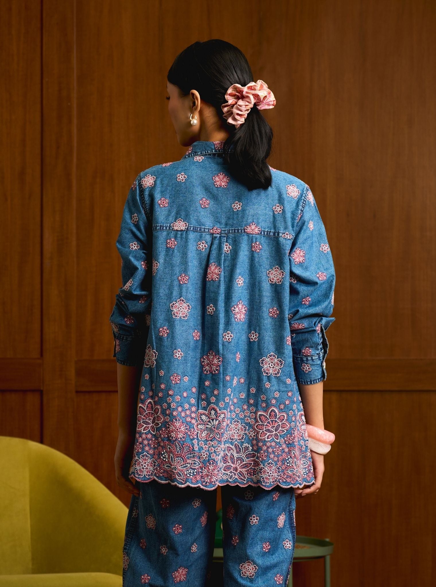 Taneira Denim Pink Shirt Set