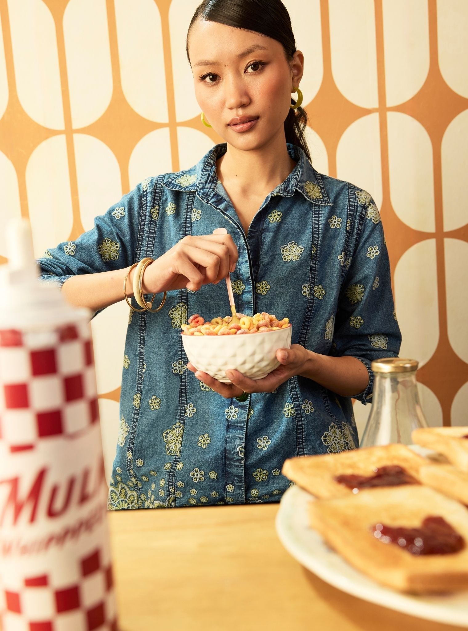 Taneira Denim Light Green Shirt Set