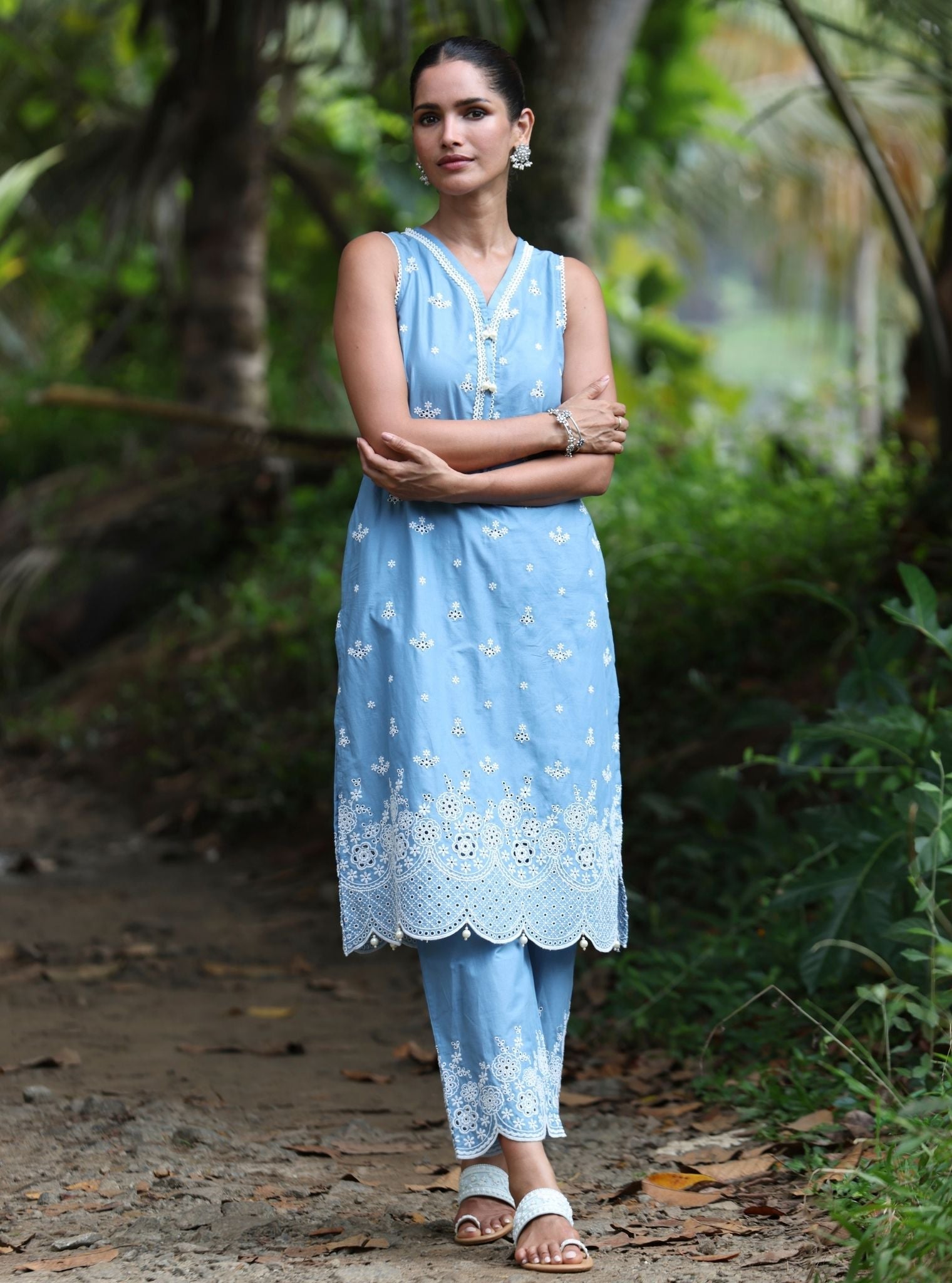Kora Supima Cotton Blue Kurta Set