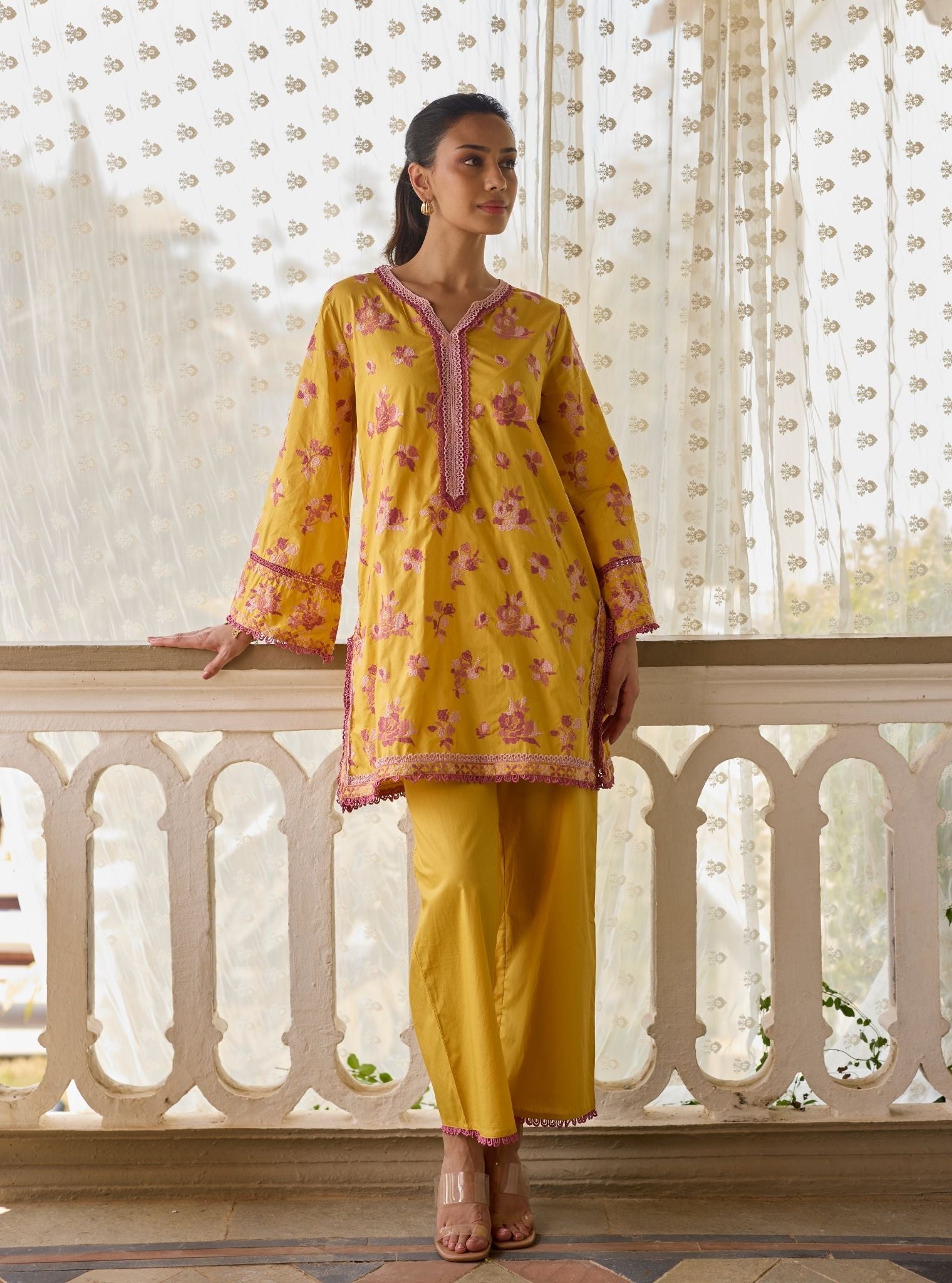 Aarshika Supima Cotton Yellow Kurta Set