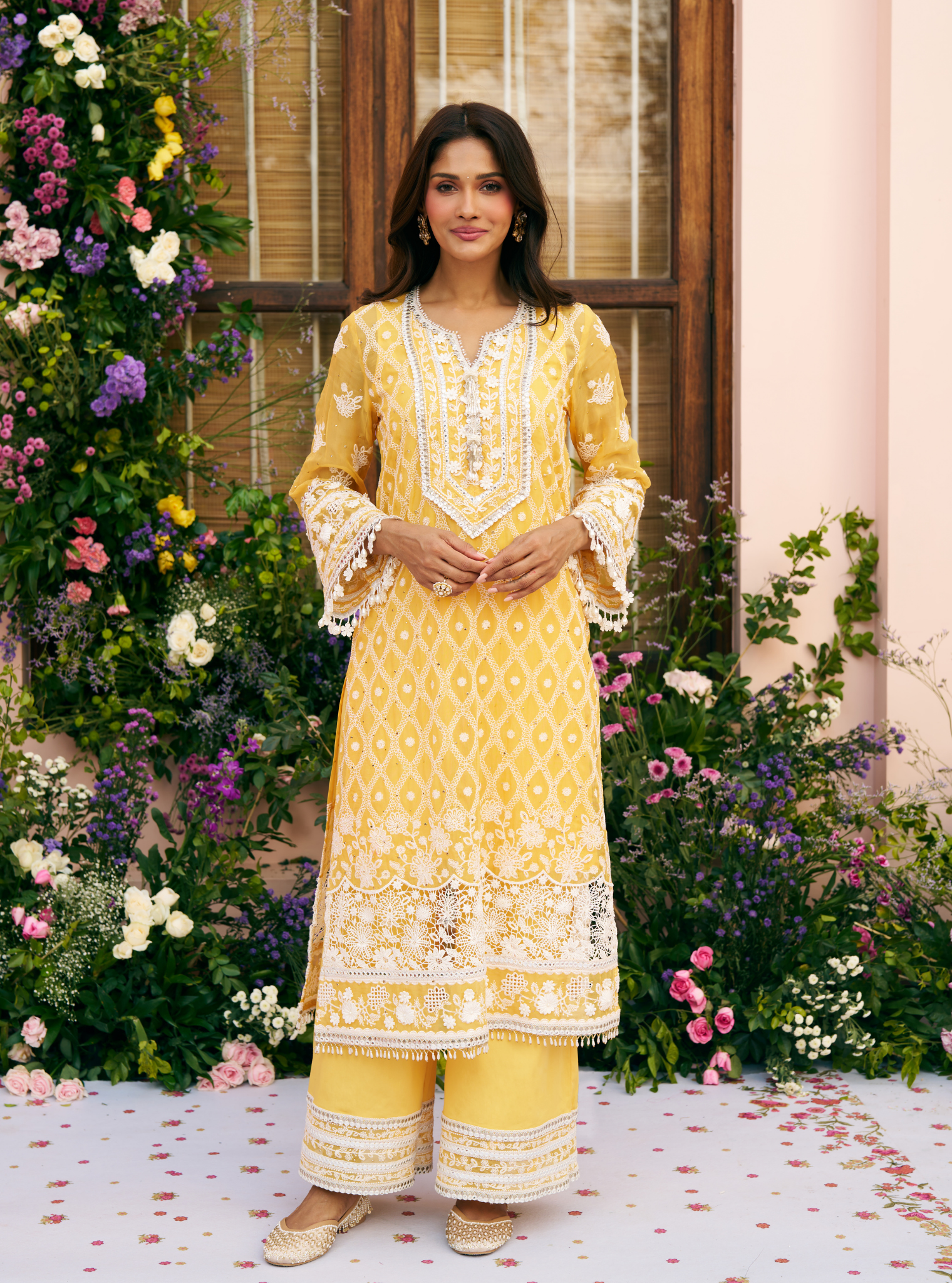 Itriya Organza Mustard Kurta Set